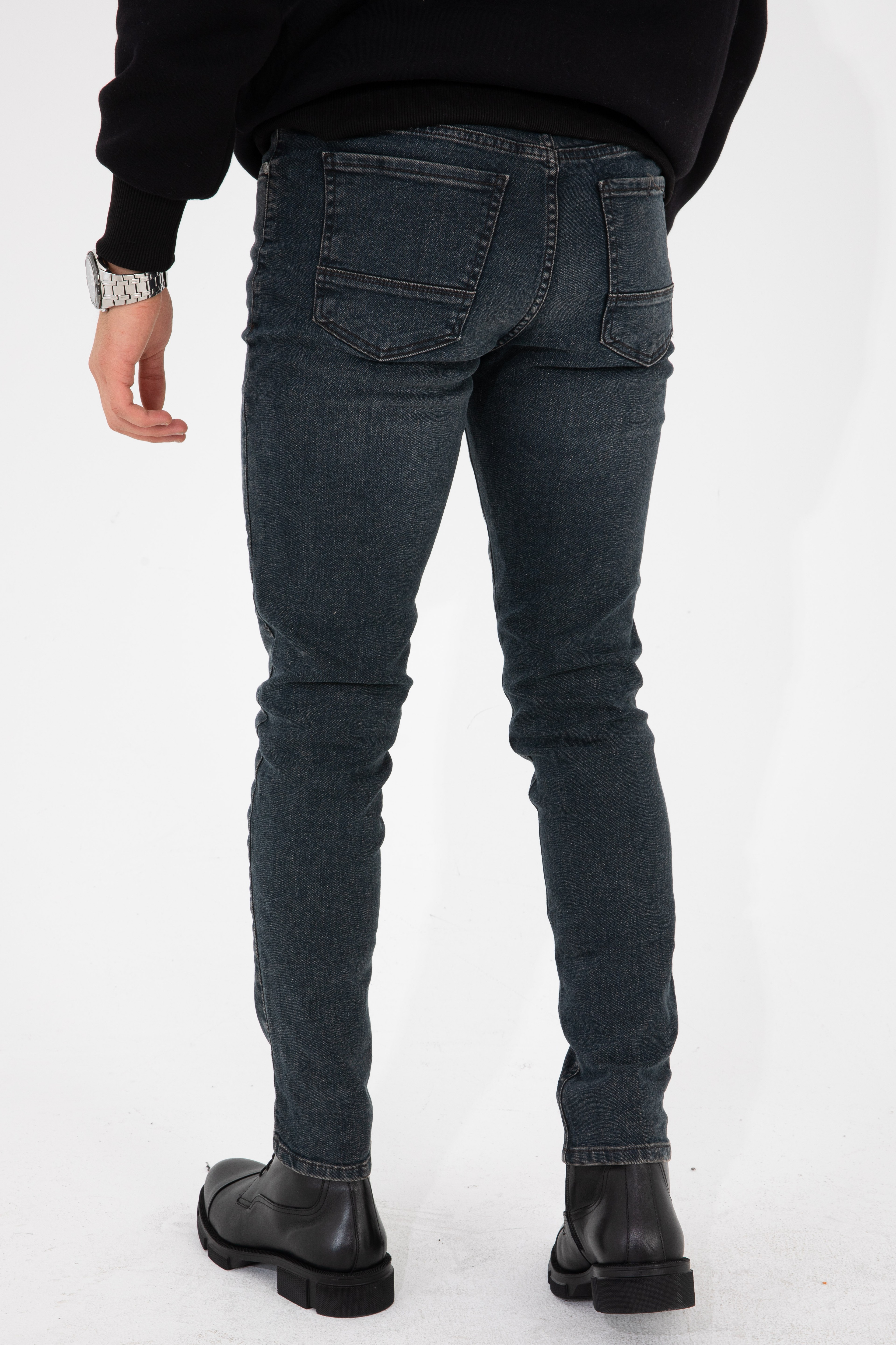 Erkek Taşlamalı Antrasit Slim Fit Likralı Esnek Jeans Kot Pantolon HLTHE001935