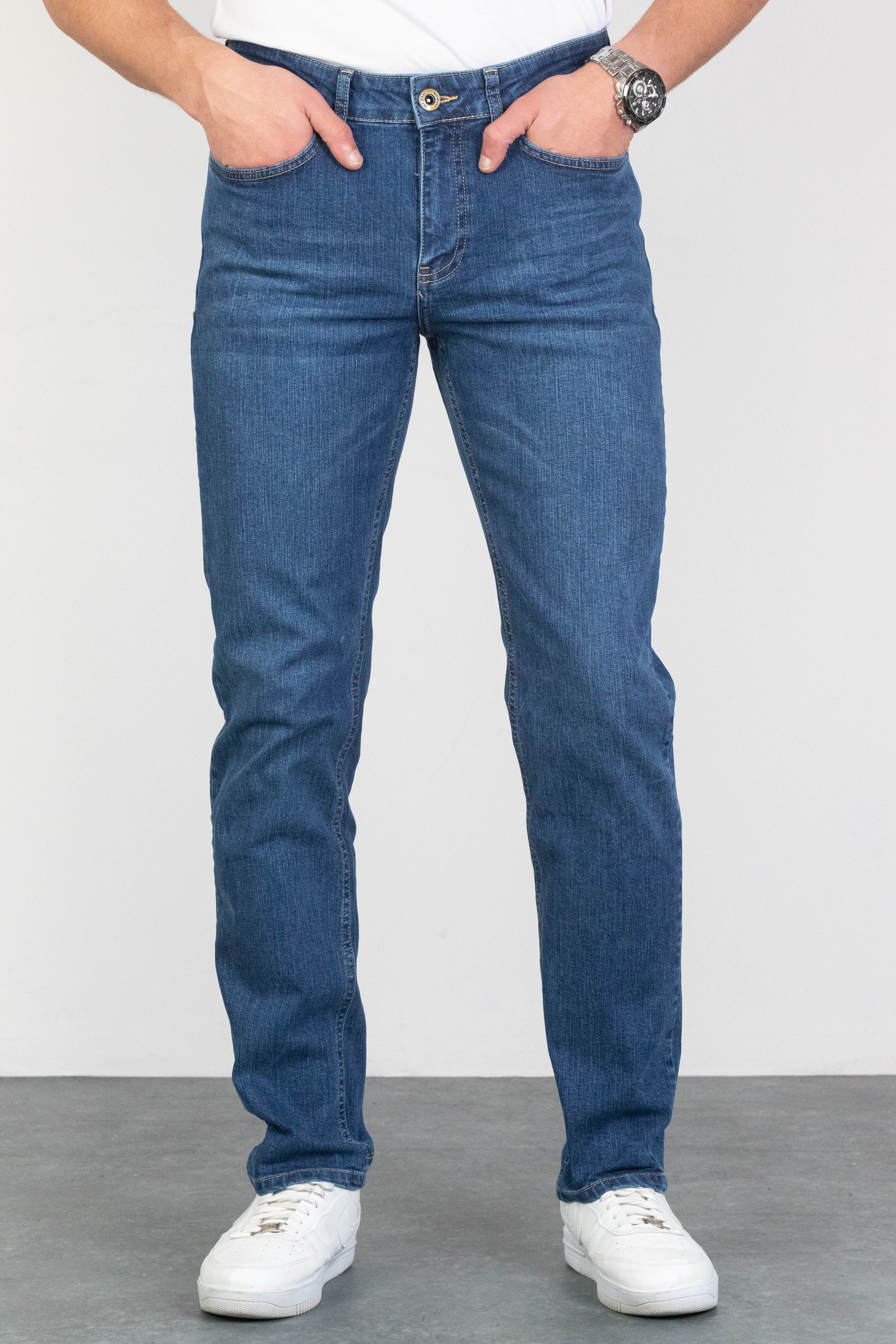 Regular Fit Likralı Jeans - Mavi.