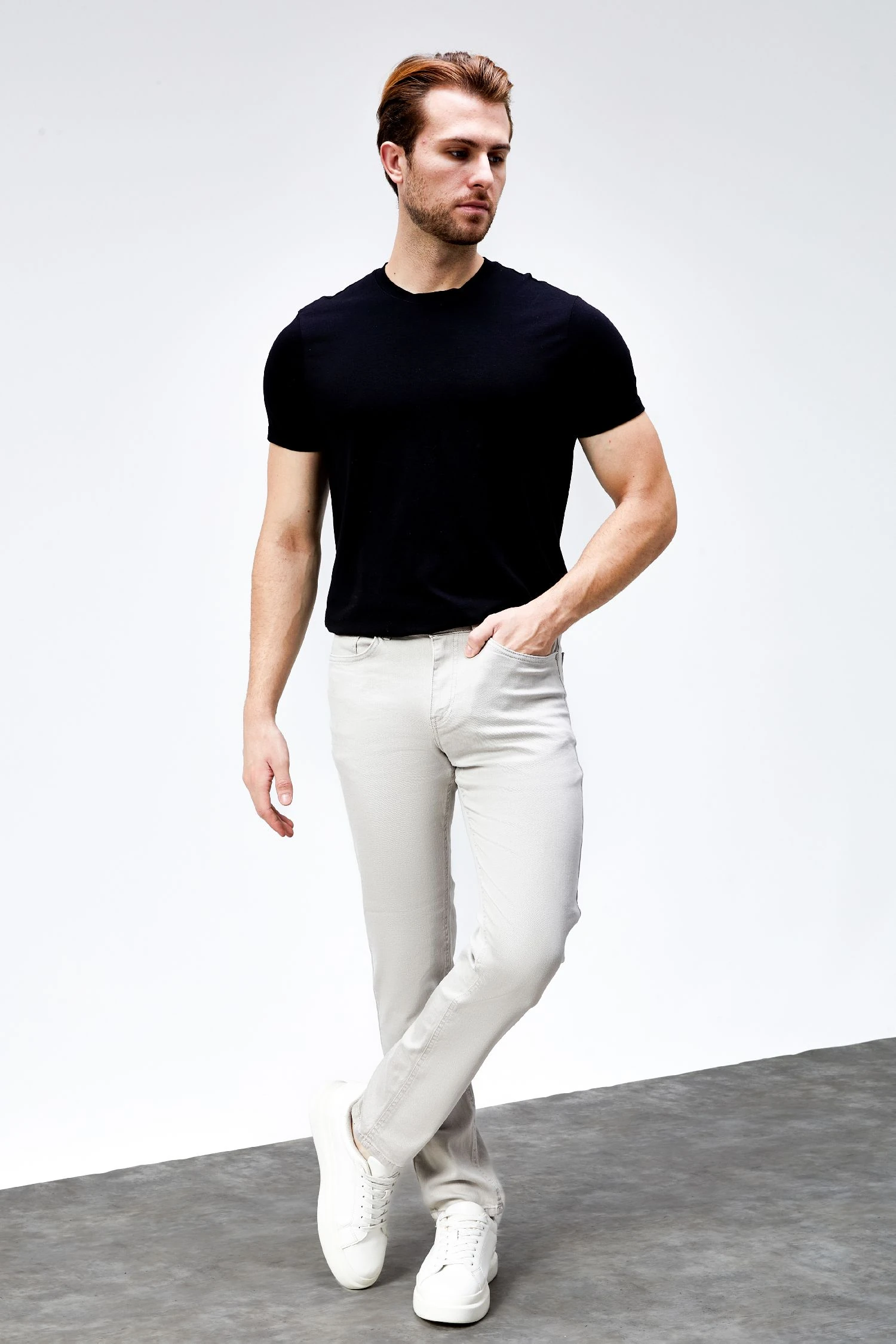 Erkek Taş Rengi Regular Fit Rahat Kesim Esnek Likralı Denim Jeans Kot Pantolon HLTHE001918