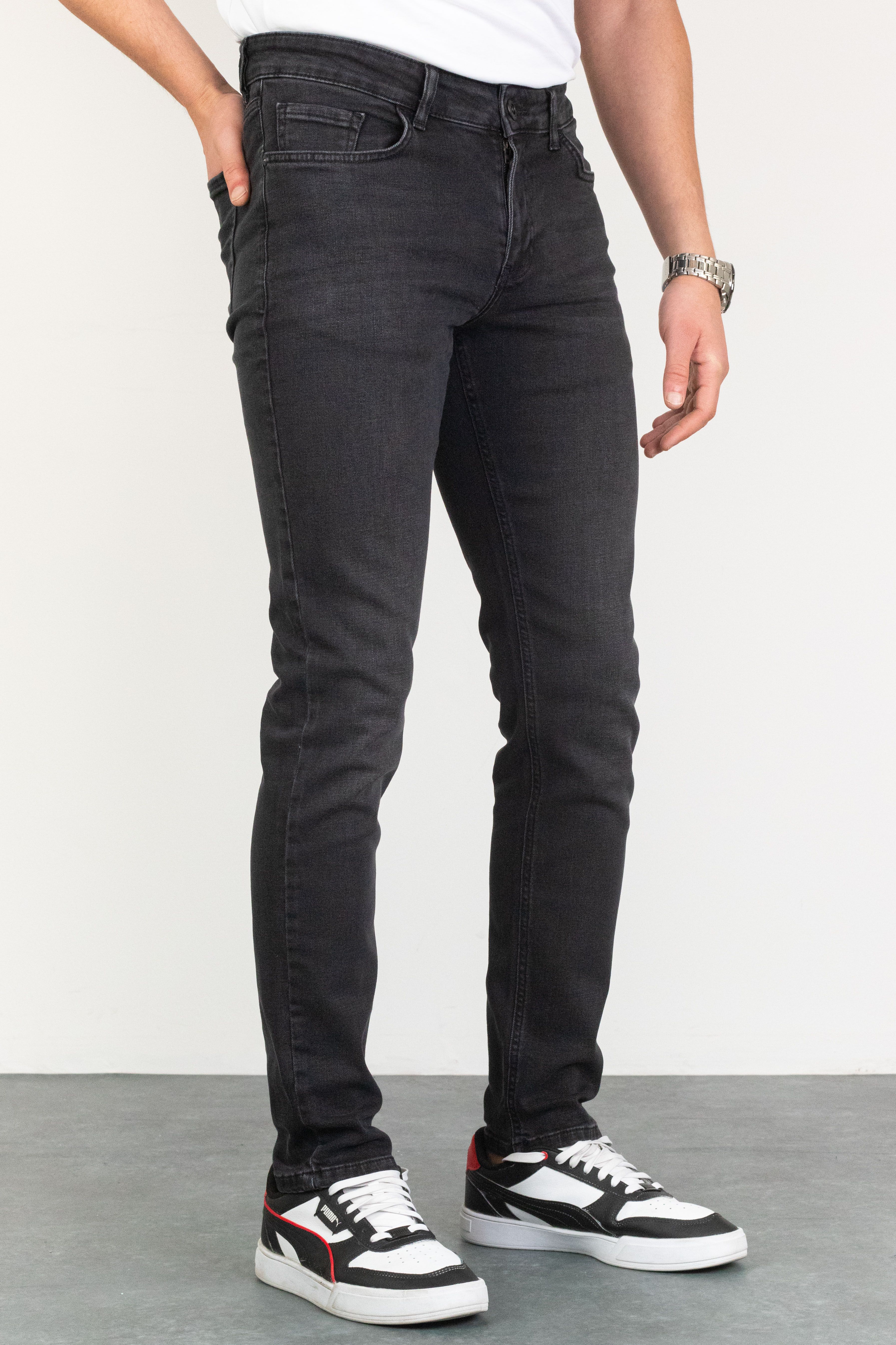 Antrasit Taşlamalı Slim Fit - Jeffrey