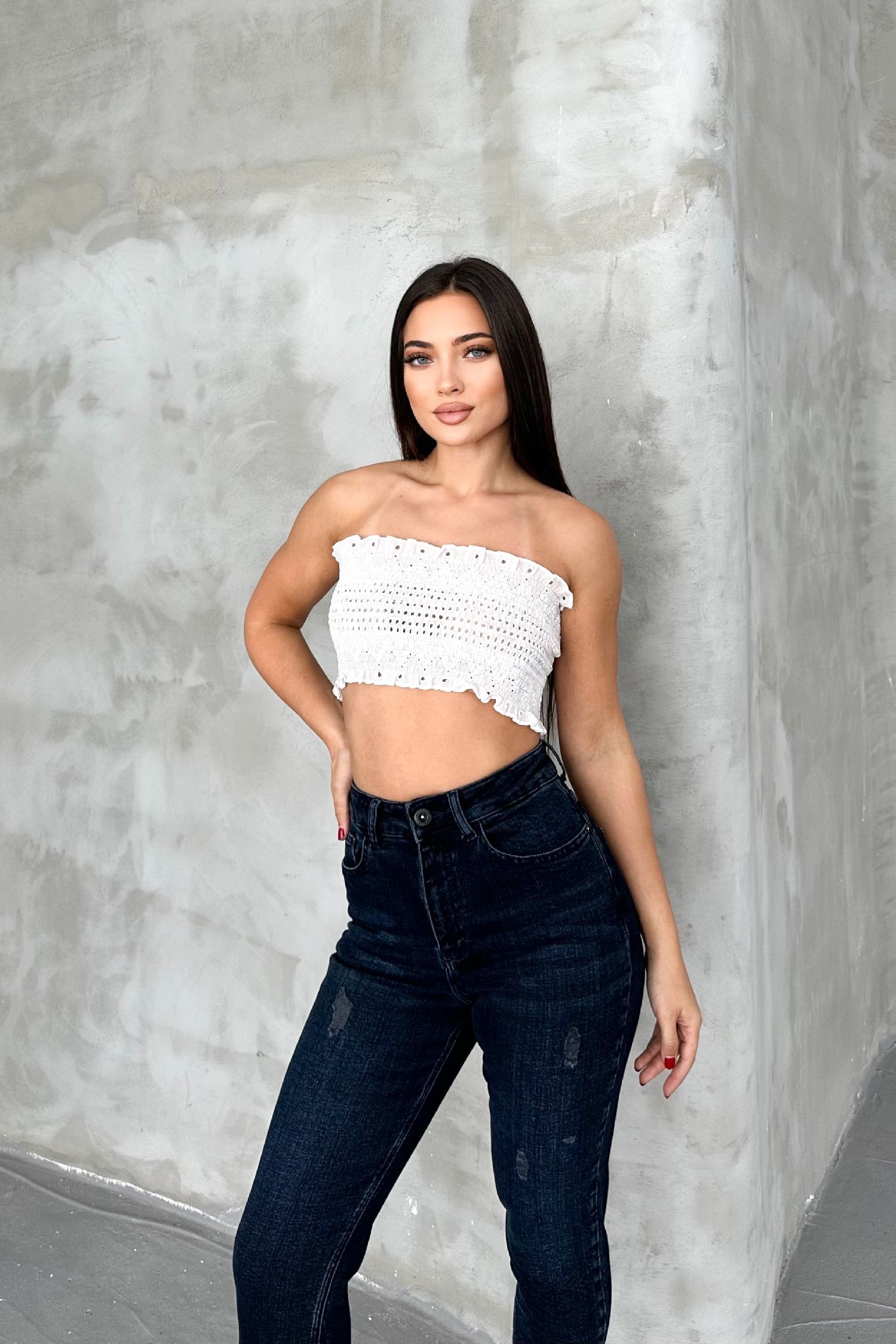 Yıpratmalı Blue Black Kadın Likralı Boyfriend Jean Yüksek Bel Esnek Kot Pantolon MABEL-2018
