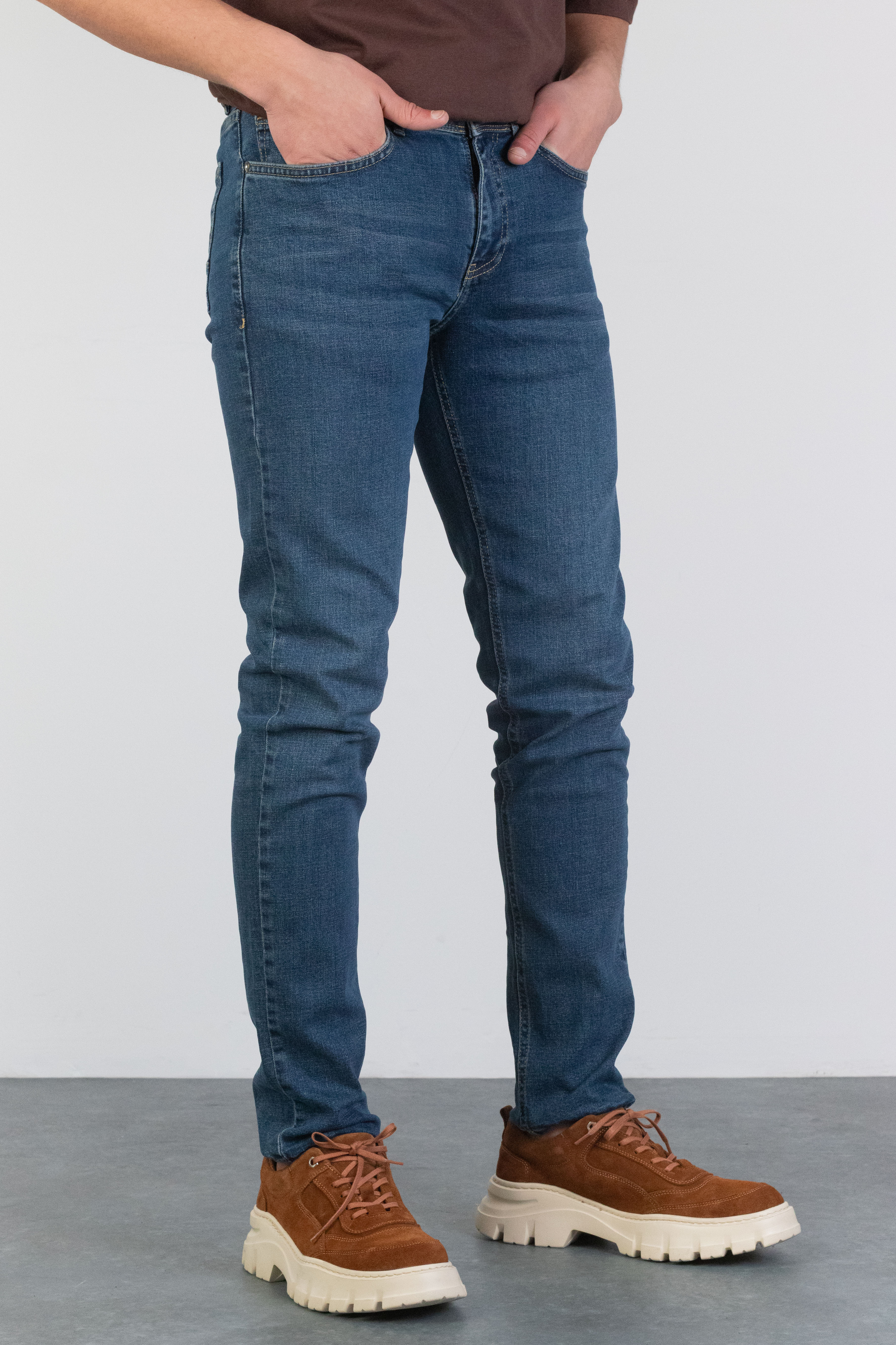 Erkek Slim Fit Okyanus Mavisi Likralı Jean HLTHE001958