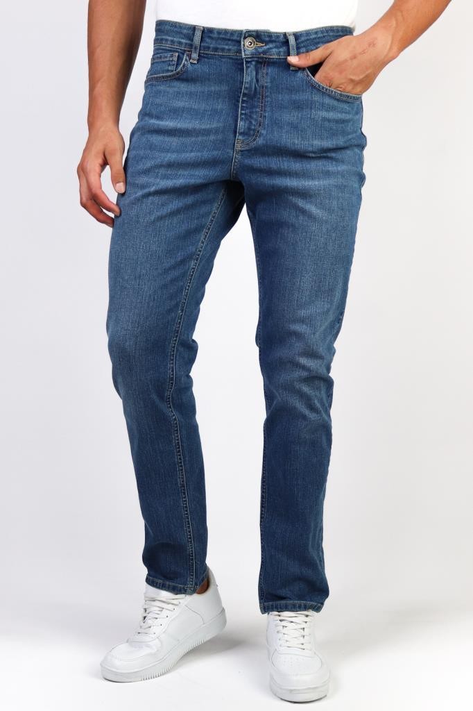 Regular Fit Likralı Jeans - Mavi.