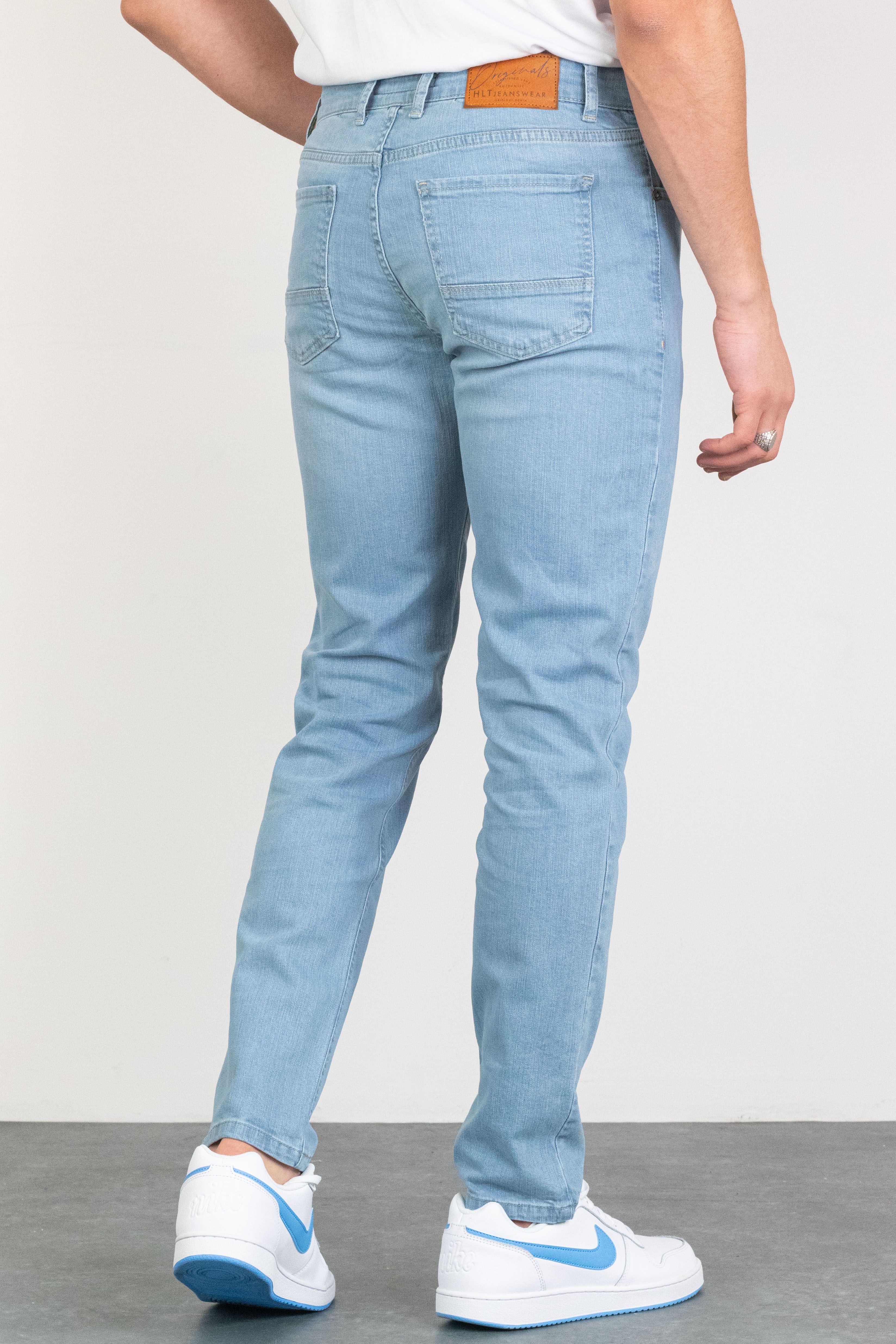 Açık Mavi Taşlamalı Slim Fit Likralı Jean HLTHE001956-A