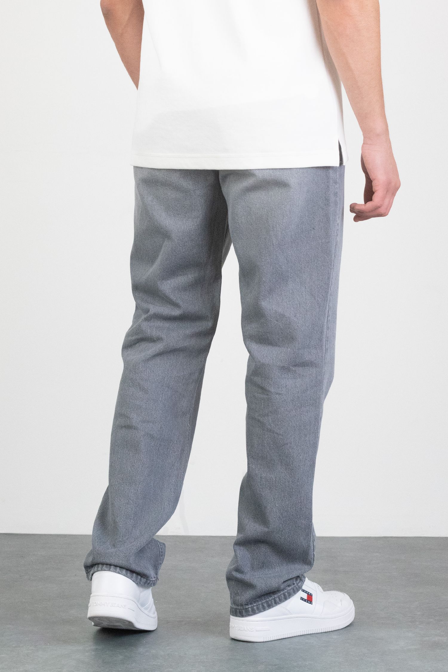 Erkek Gri Straight Baggy Fit Likrasız Rahat Kesim %100 Pamuk Loose Jean Pantolon HECTOR