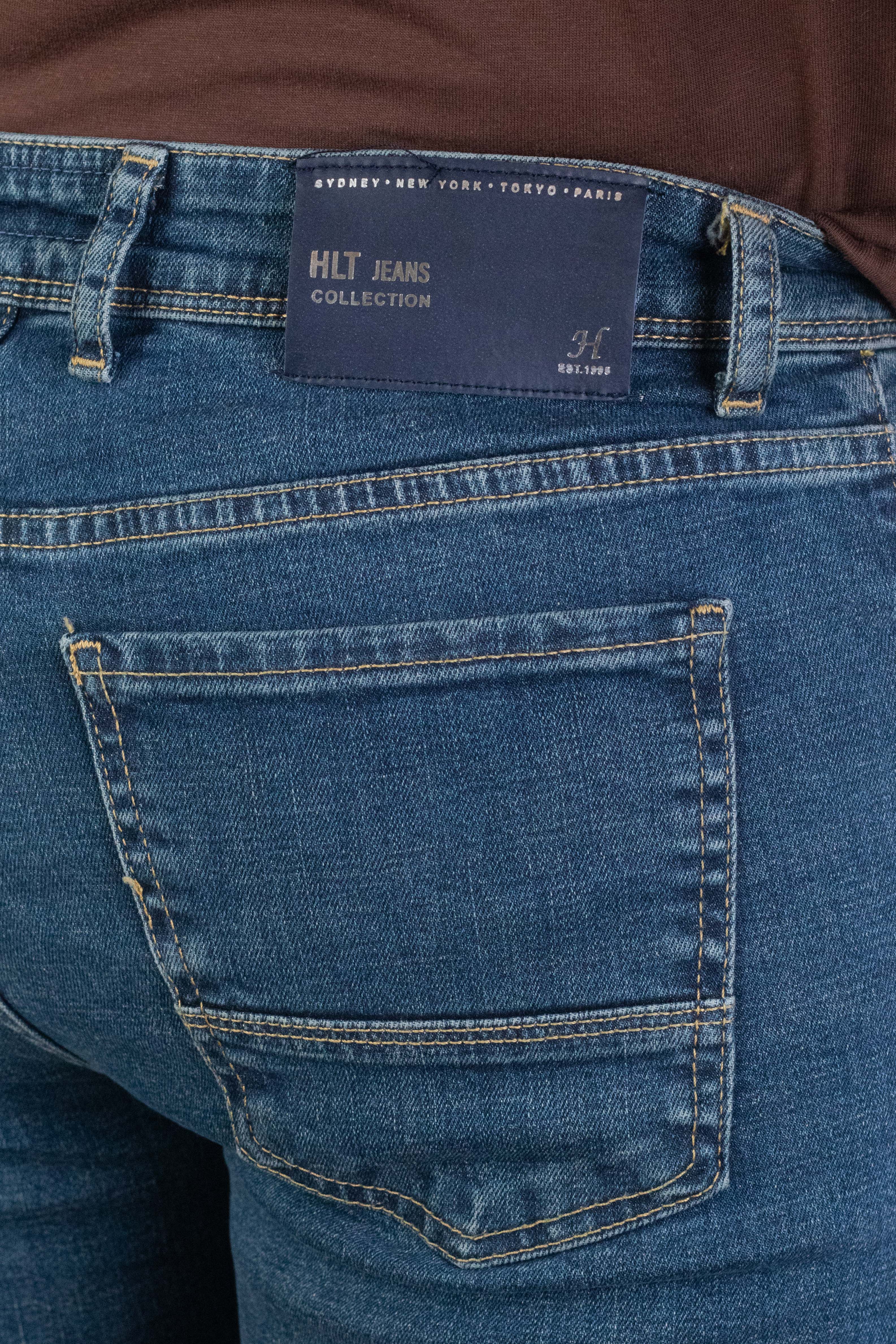 Erkek Slim Fit Okyanus Mavisi Likralı Jean HLTHE001958