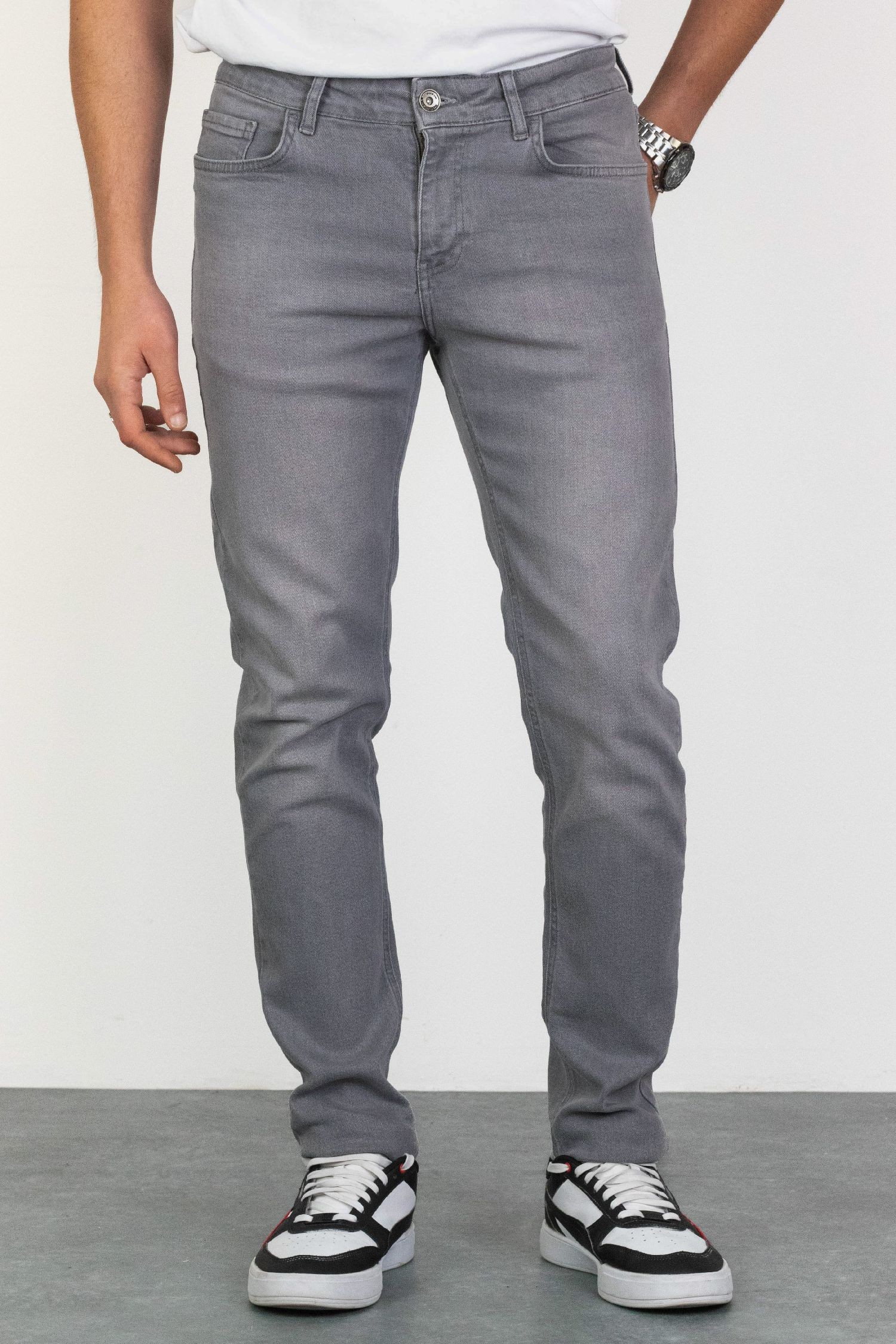 Erkek Gri Regular Jeans Likralı Esnek Kot Pantolon HLTHE001983