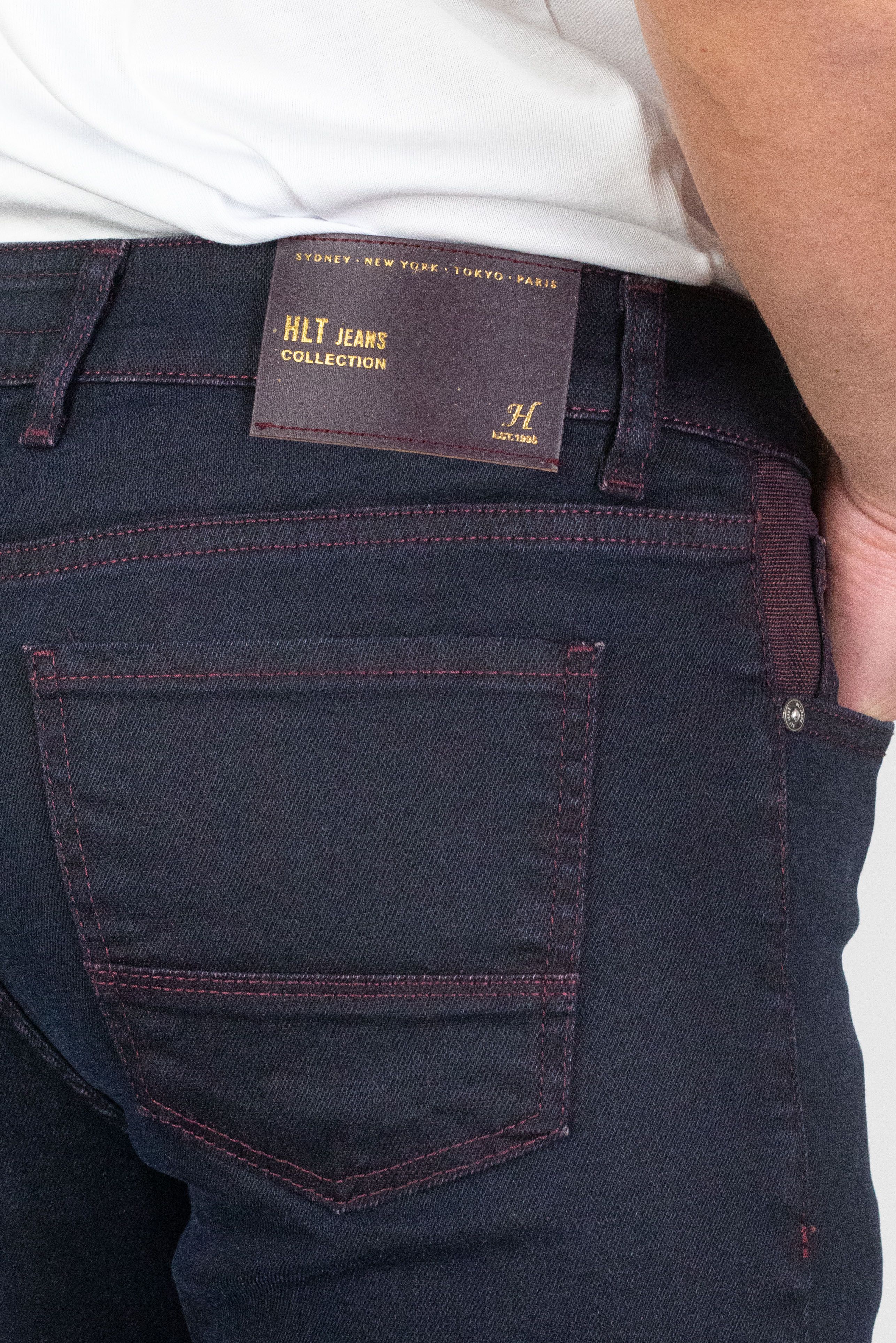 Erkek Bordo Cep Detaylı Slim Fit Taşlamalı Kot Pantolon HLTVALBOO