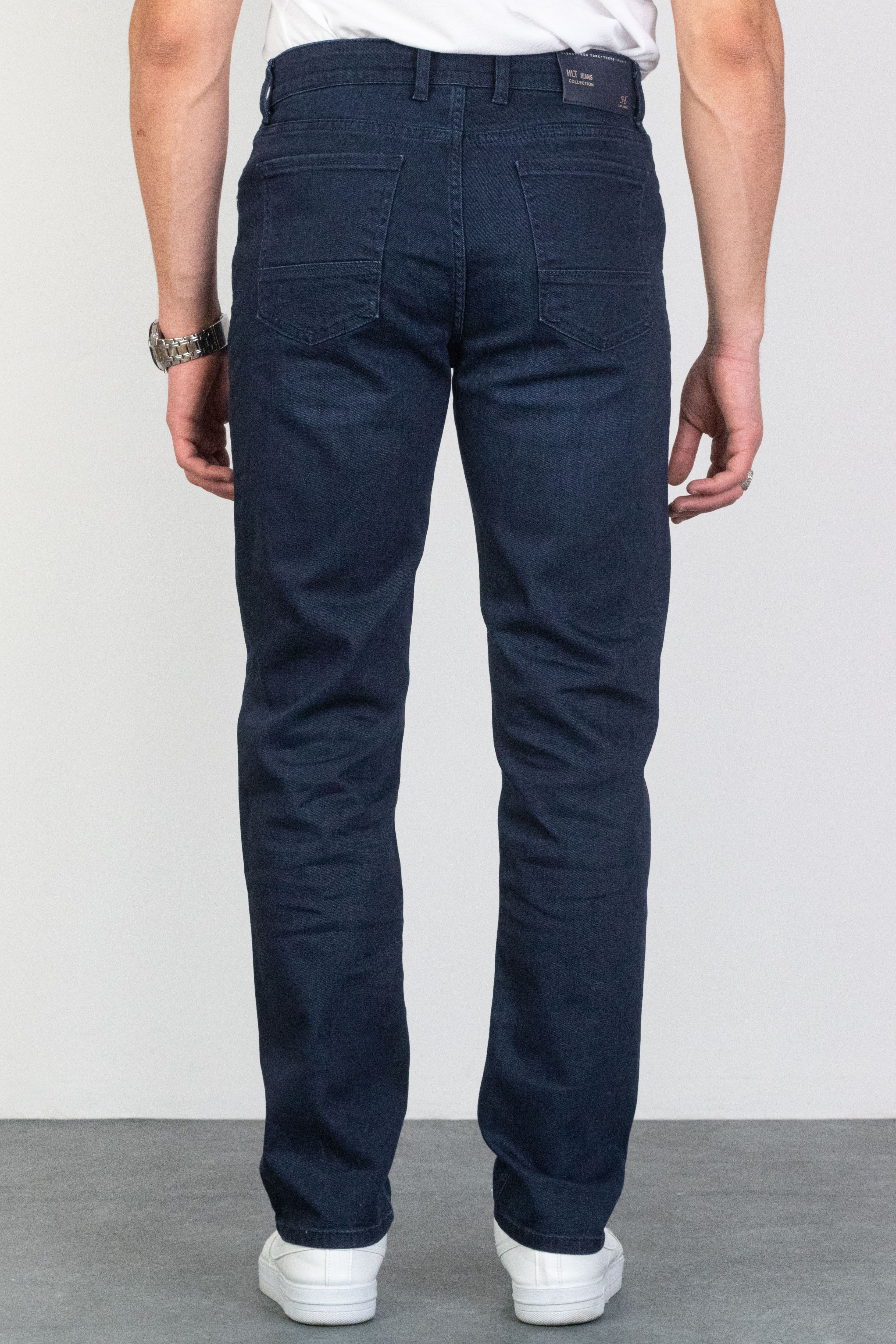 Erkek Lacivert Regular Fit Rahat Kesim Esnek Likralı Denim Jeans Kot Pantolon Hlthe003005