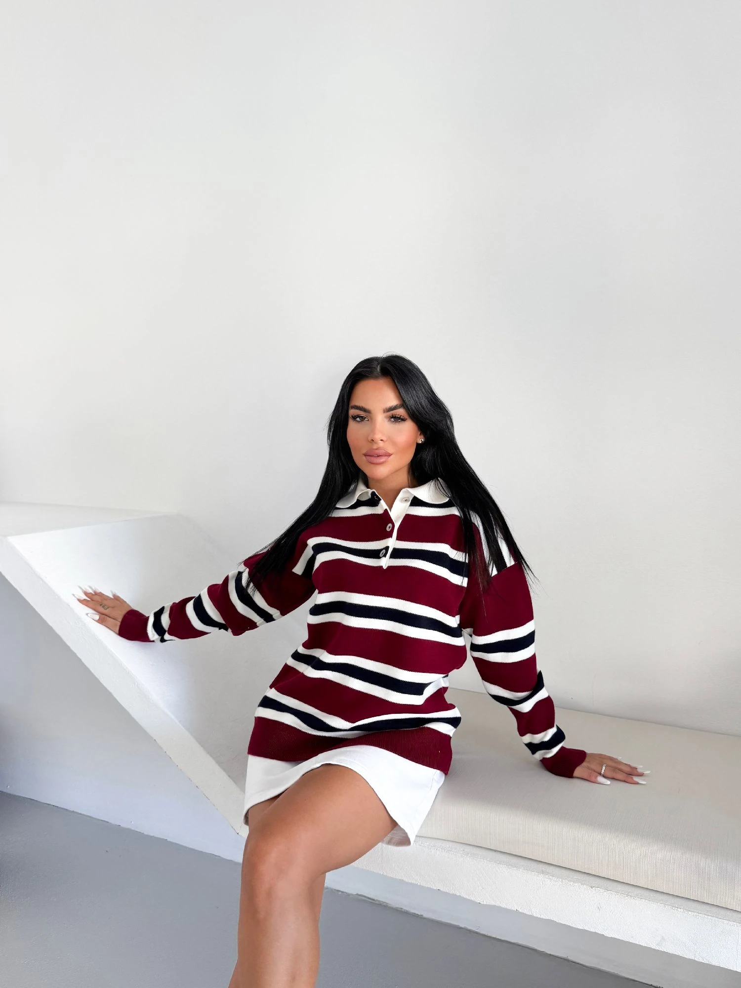 Beyaz Kadın Regular Fit Yüksek Bel Orta Boy Denim Kot Etek ALİCE-4001