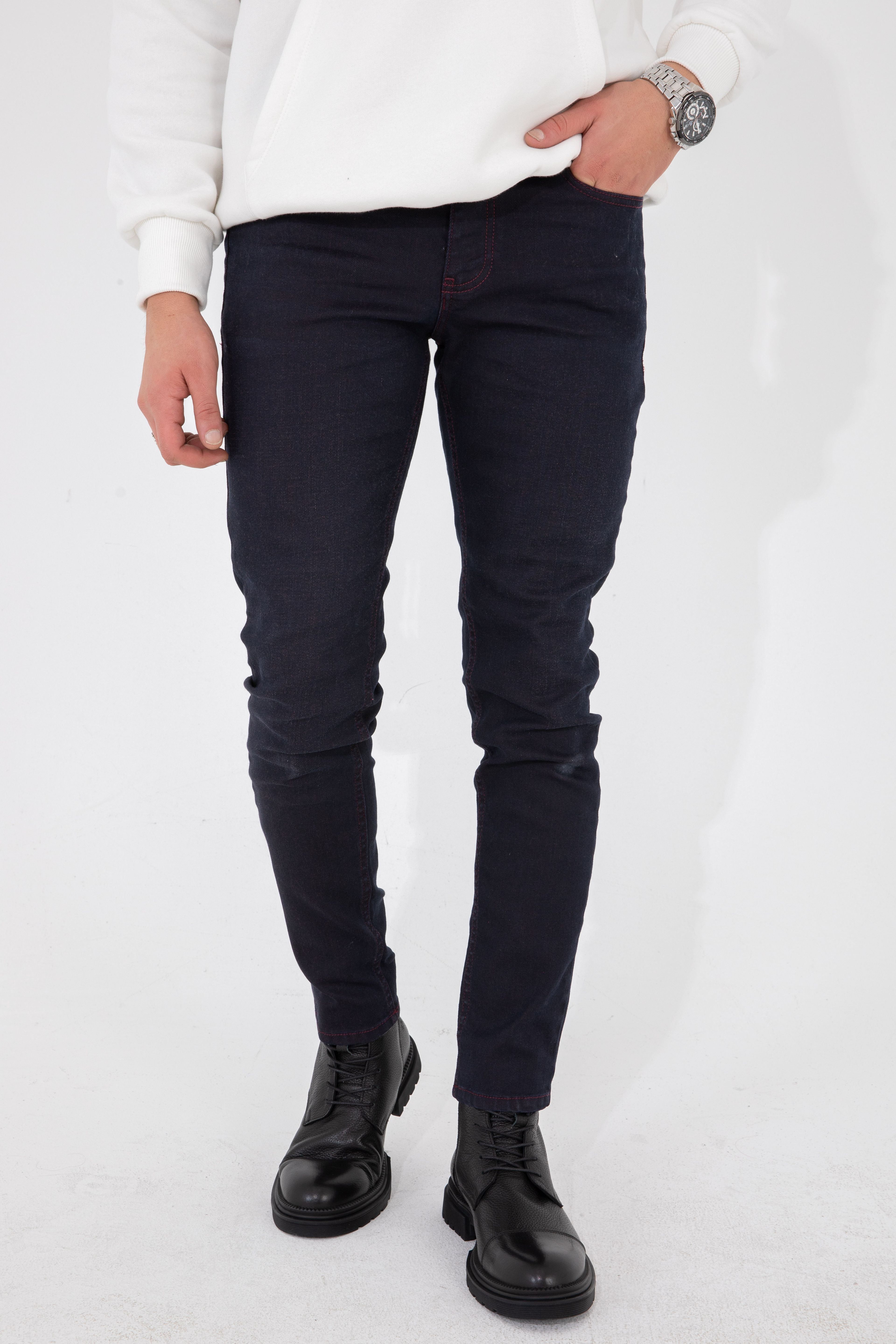 Slim Fit Likralı Jeans - BORDO