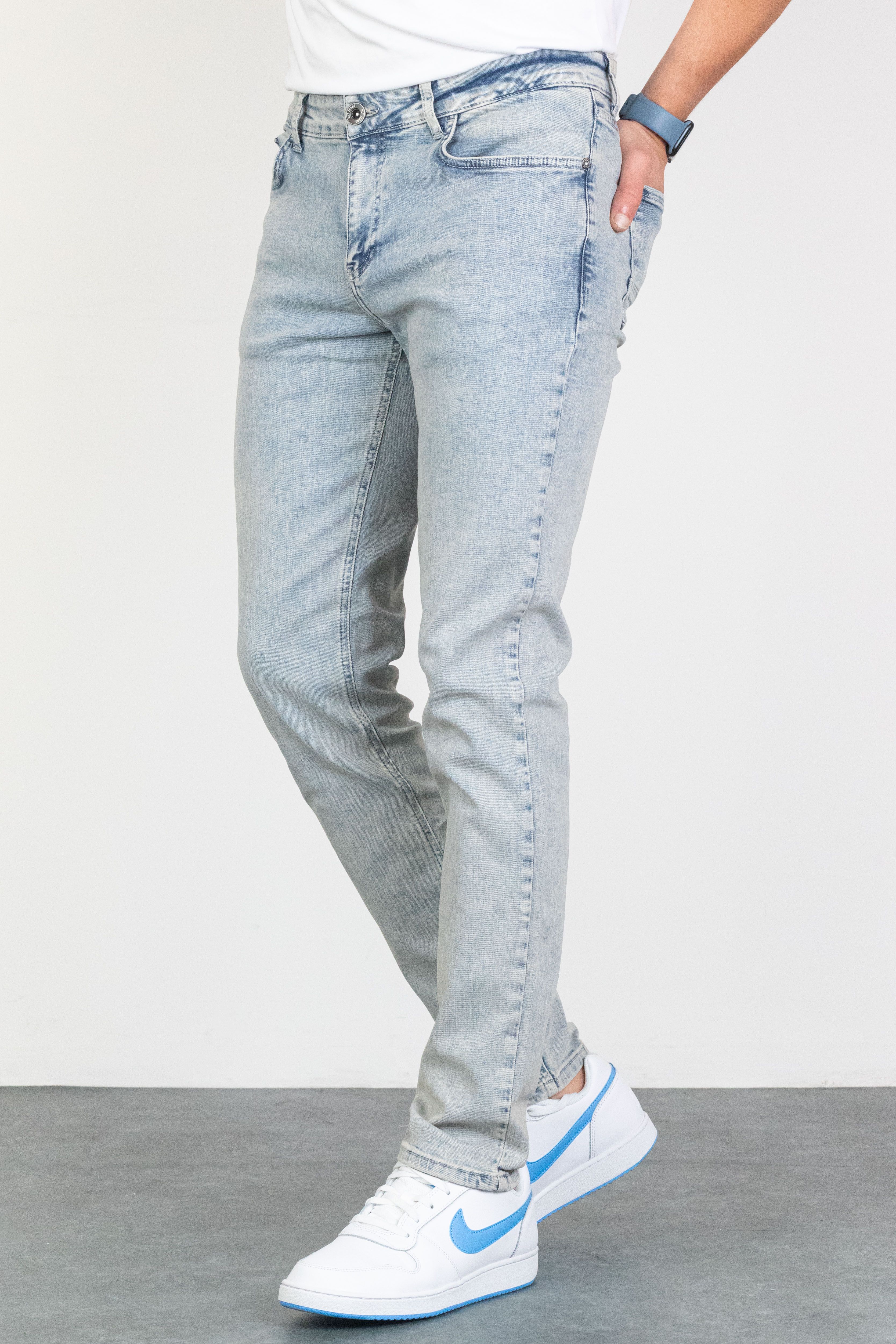 Buz Mavi Kar Yıkama Likralı Slim Fit Jean HLTHE001945