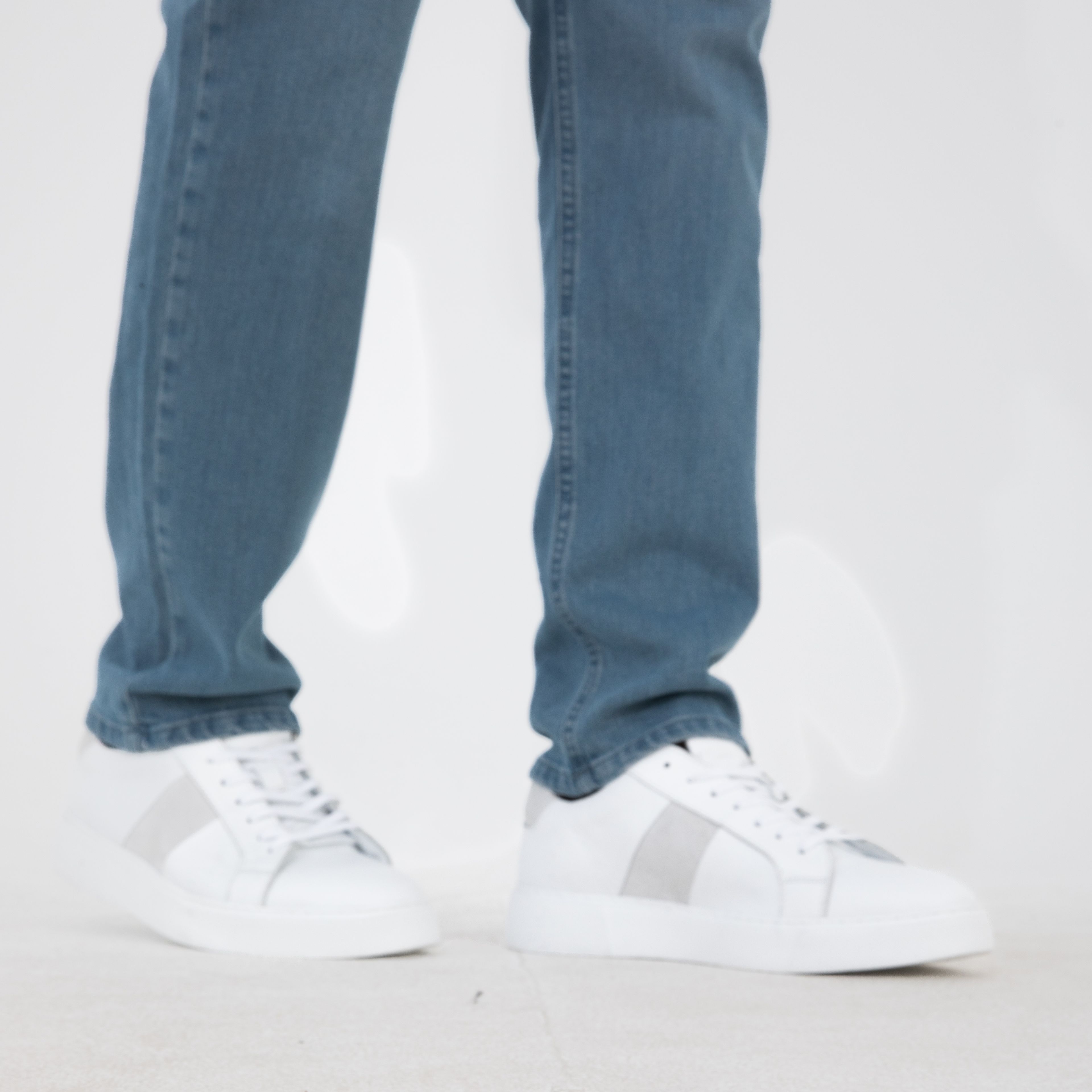 Deri Sneakers Ayakkabı - Beyaz Gri