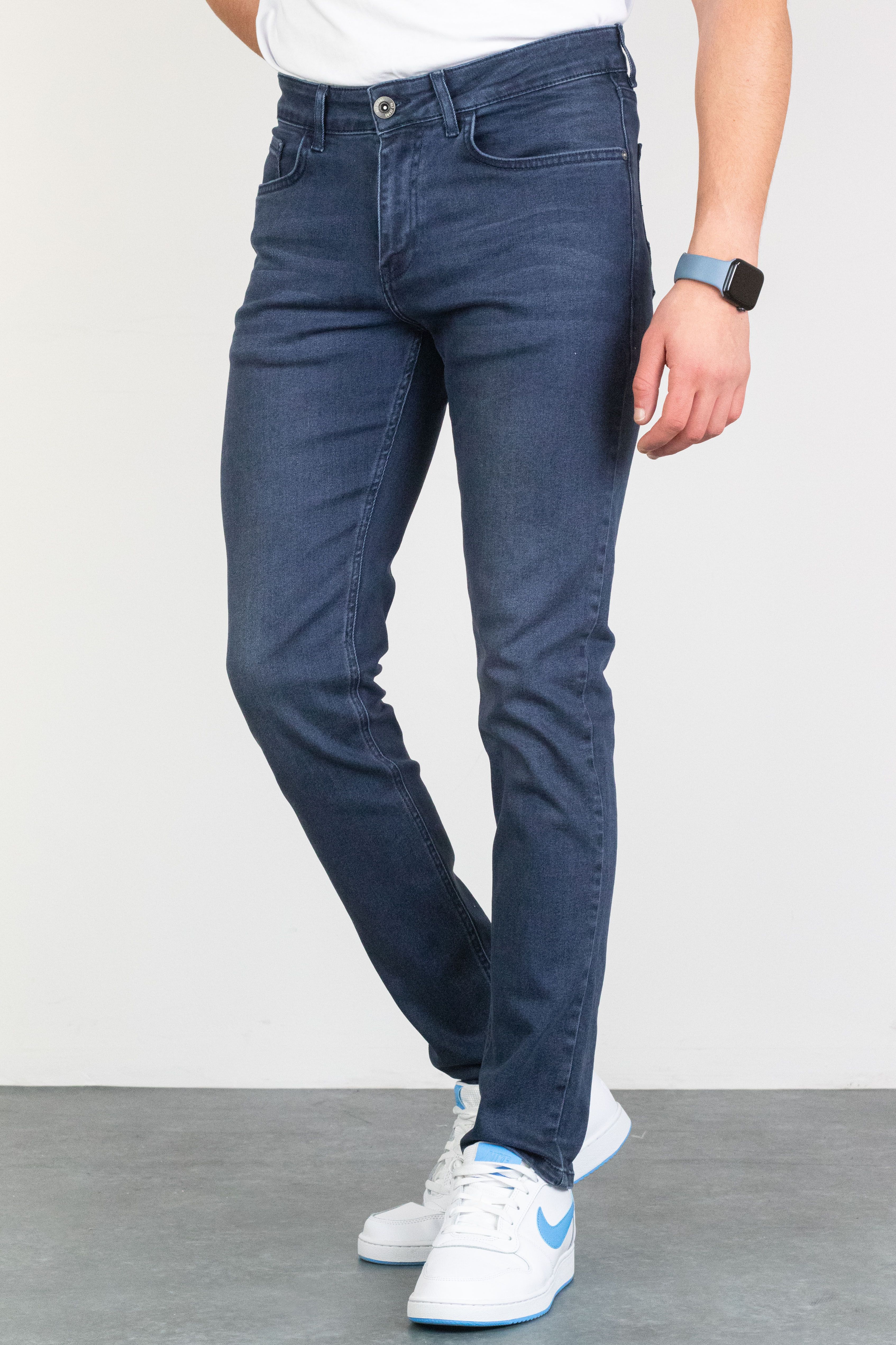 Erkek Lacivert Slim Fit Licralı Esnek Taşlamalı Kot Pantolon HLT00842 HLTVALBLUE