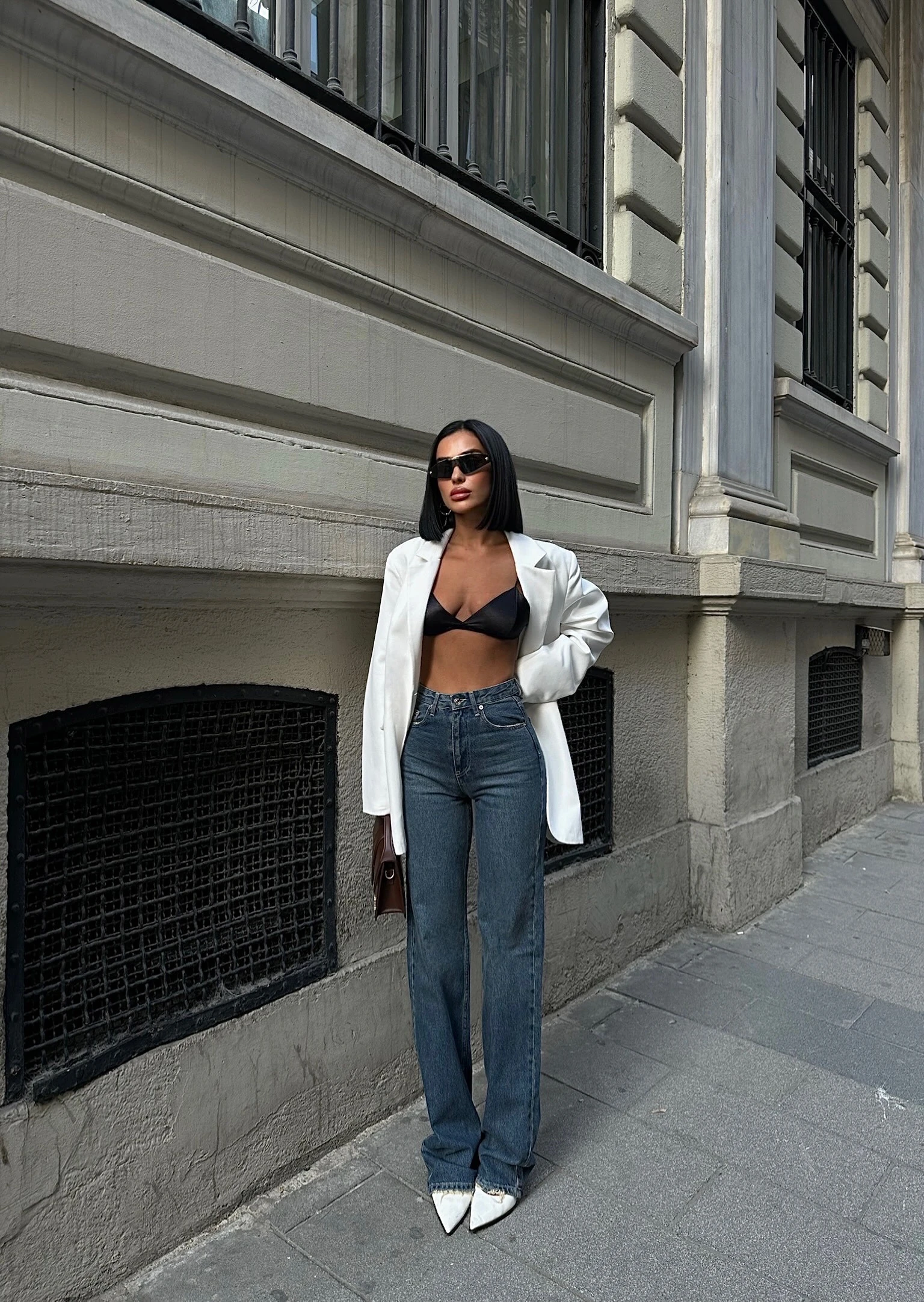 Tint Yeşili Kadın Wide Leg Jean Yüksek Bel Palazzo Likralı Esnek Kot Pantolon JESSİCA-2045