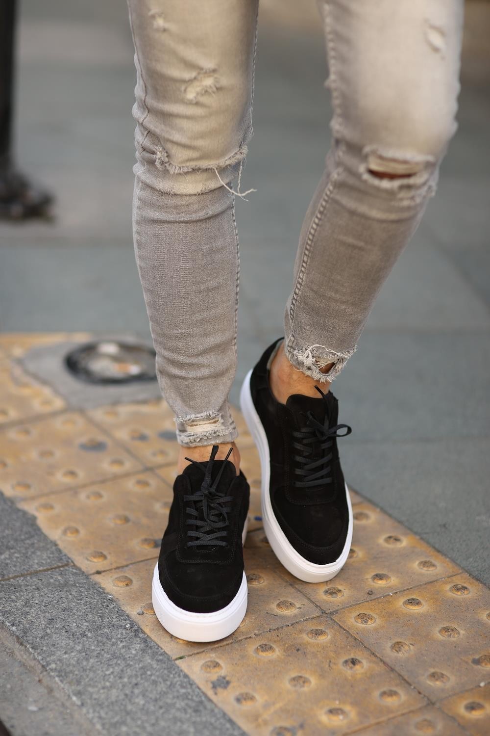 HLT Jeans Erkek Süet Bağcıklı Sneakers Ayakkabı - Siyah