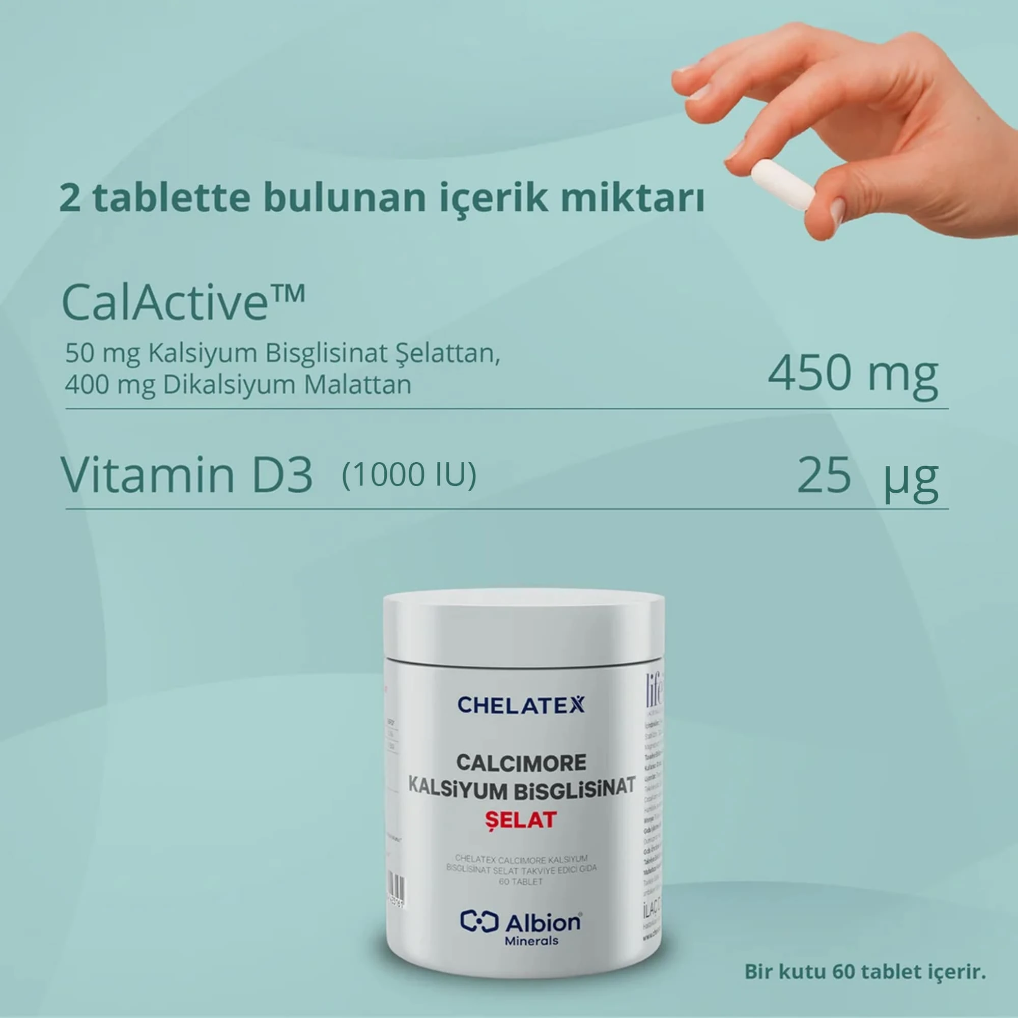 Calcimore Kalsiyum Bisglisinat 60 Tablet