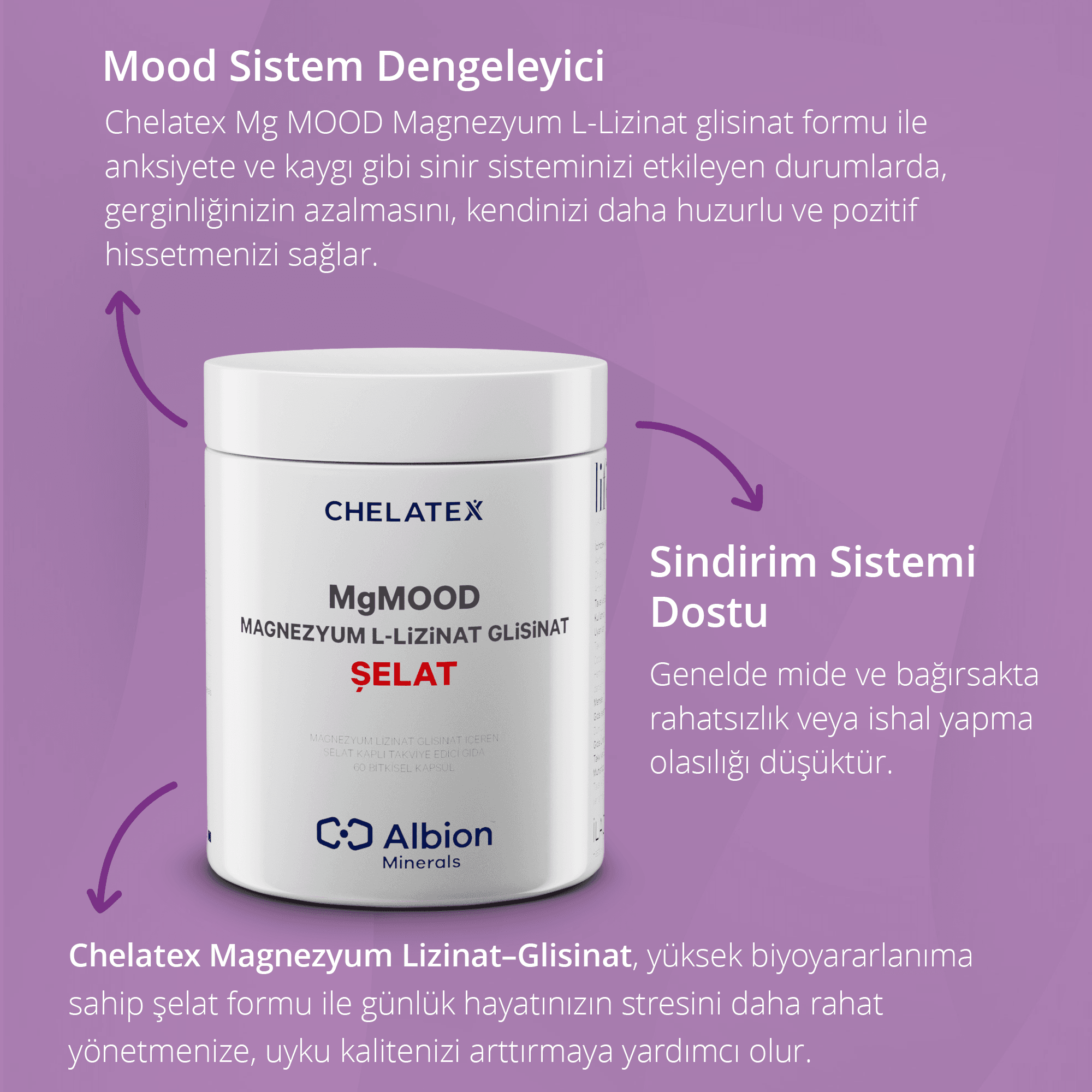 MgMood Magnezyum L-Lizinat Glisinat Şelat 60 Kapsül