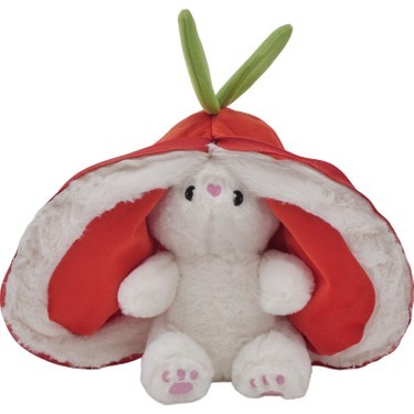 Pufu Toys Fermuarlı Tavşan Kırmızı-Turuncu 35cm Peluş Yastık Oyuncak
