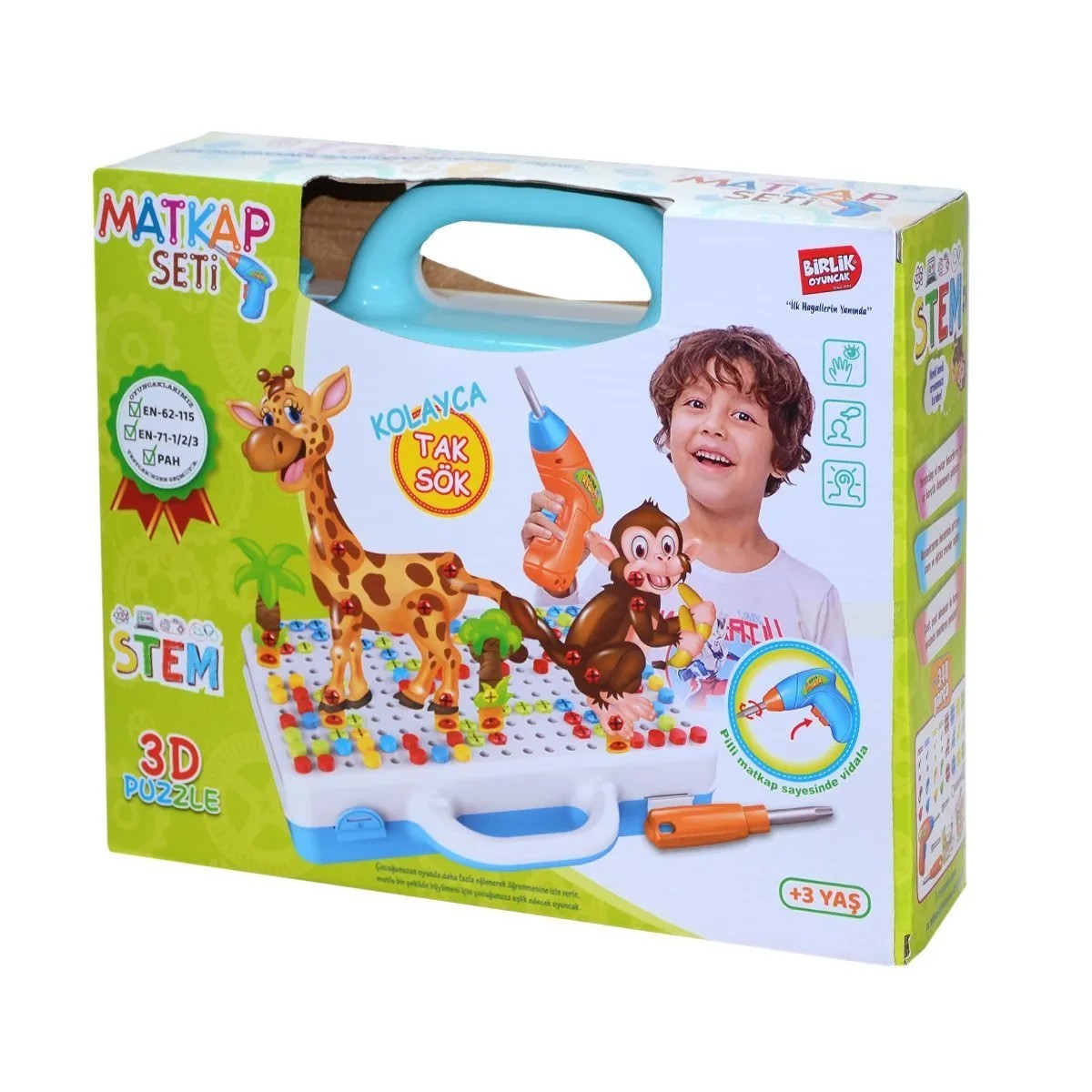 Birlik Oyuncak 3d Eğitici Matkap Seti Hayvanlar