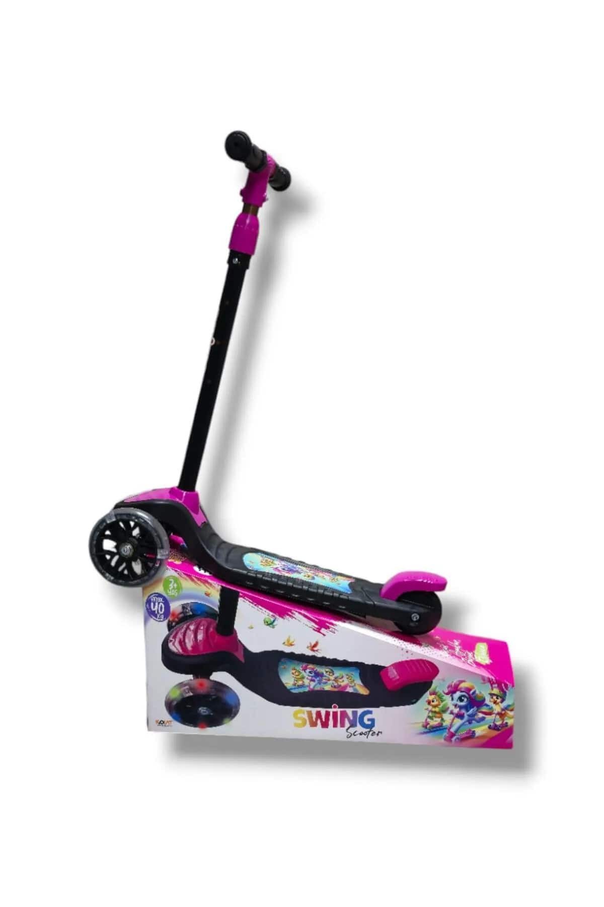 Swing Çekirdek Zeka Scooter Kutulu Işıklı Boy Ayarlanabilir +2 Yaş Scooter