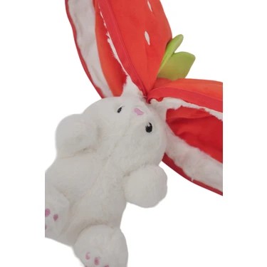 Pufu Toys Fermuarlı Tavşan Kırmızı-Turuncu 35cm Peluş Yastık Oyuncak