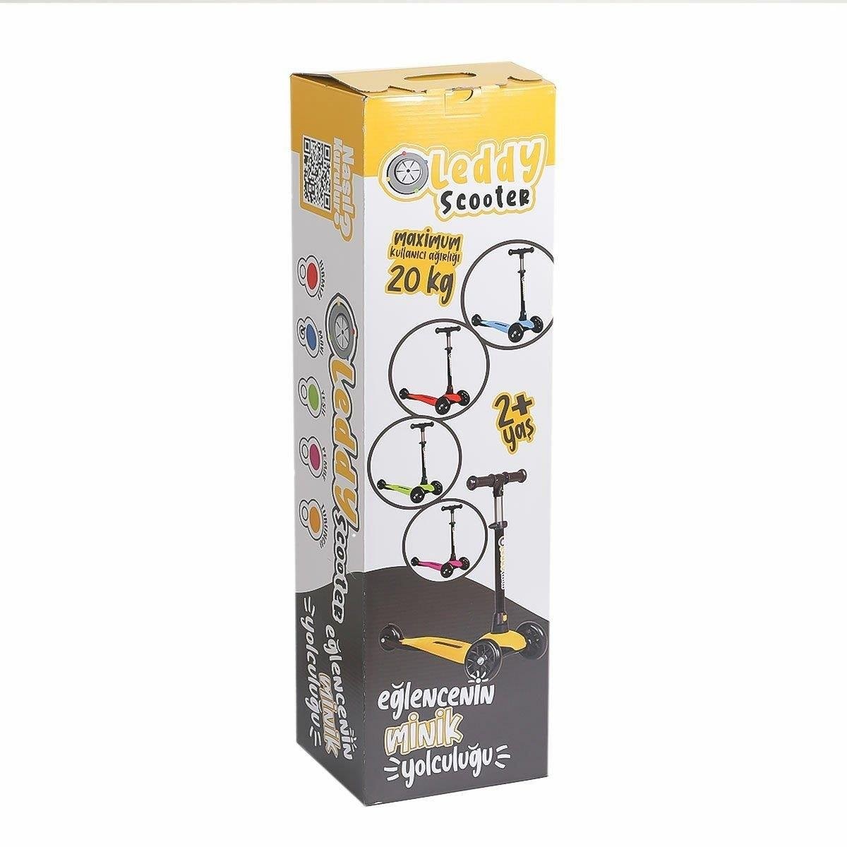 Leddy Scooter Silikon Tekerlekli Işıklı Scooter +2 Yaş Üzeri Kutulu Scooter