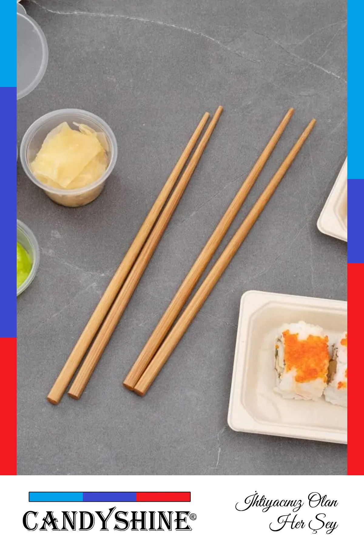 10 Adet Yıkanabilir Bambu Chopstick