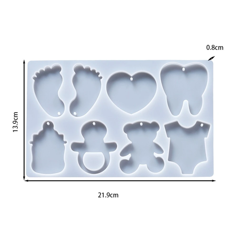 Epoksi Silikon Kalıp Bebek Anahtarlık Ayak Biberon Diş ve Emzik Delikli Kolye Küpe Kalıbı