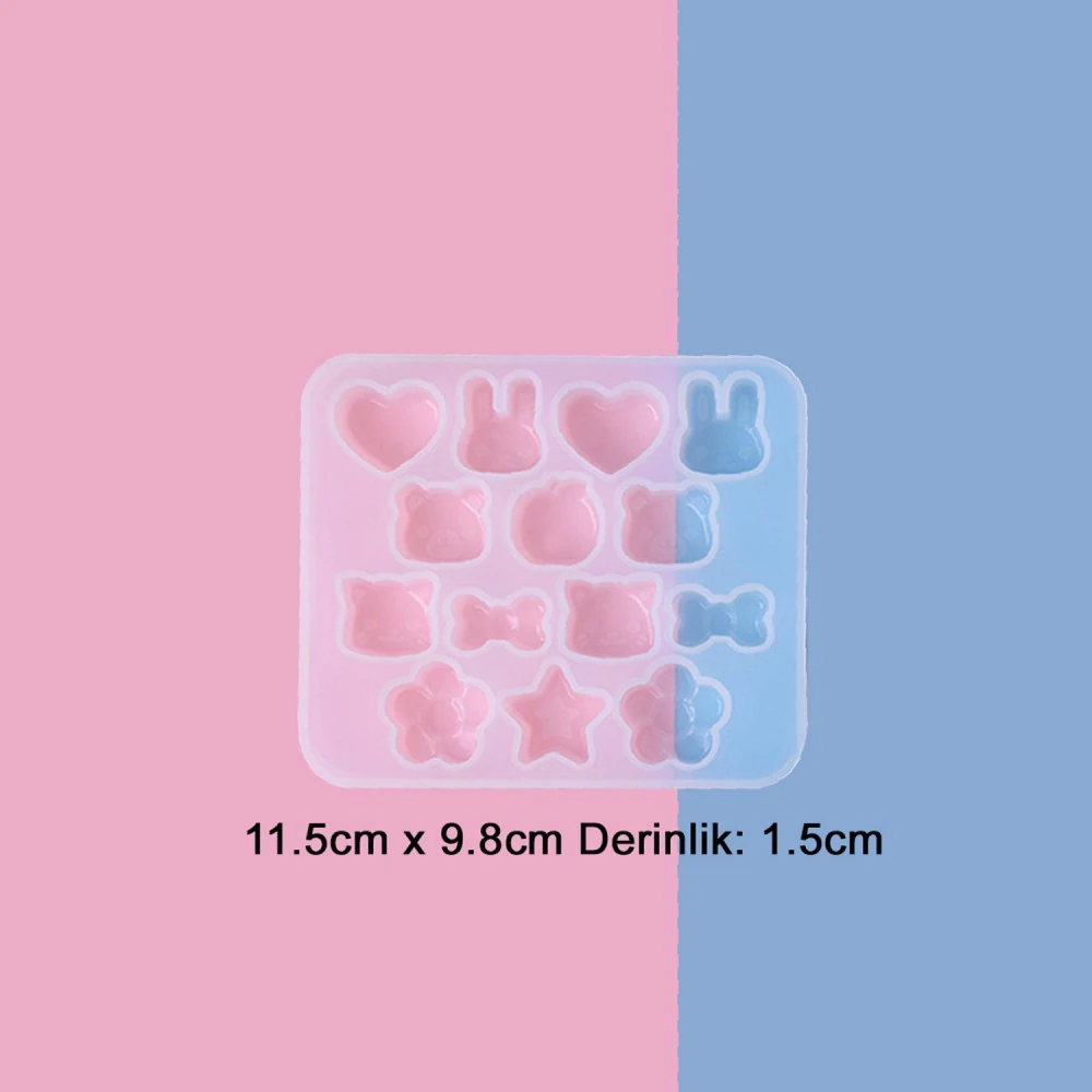 Epoksi Silikon Kalıp Çeşitli Mini Figürler Anahtarlık Kolye Kalıbı 14 Lü