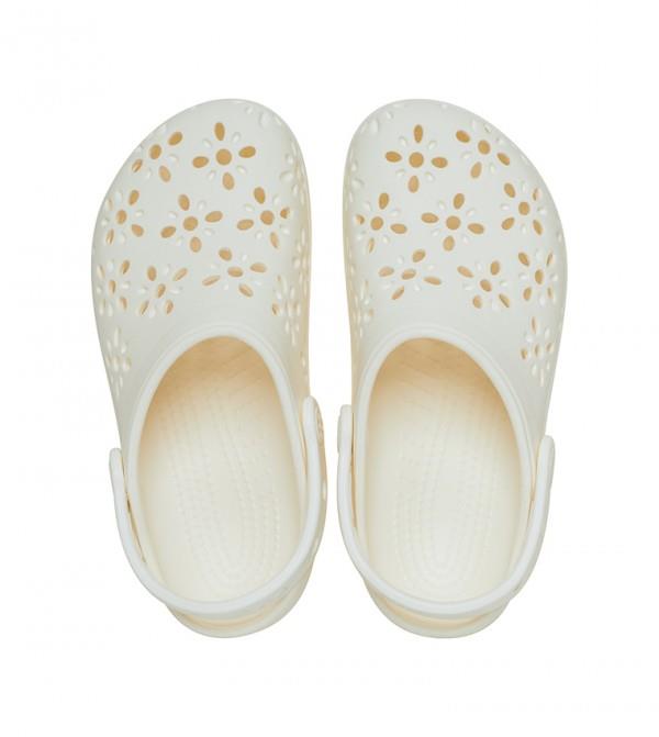 Crocs Classic Floral Cut Out Clog Bebek Terlik 210944-0WV Chalk