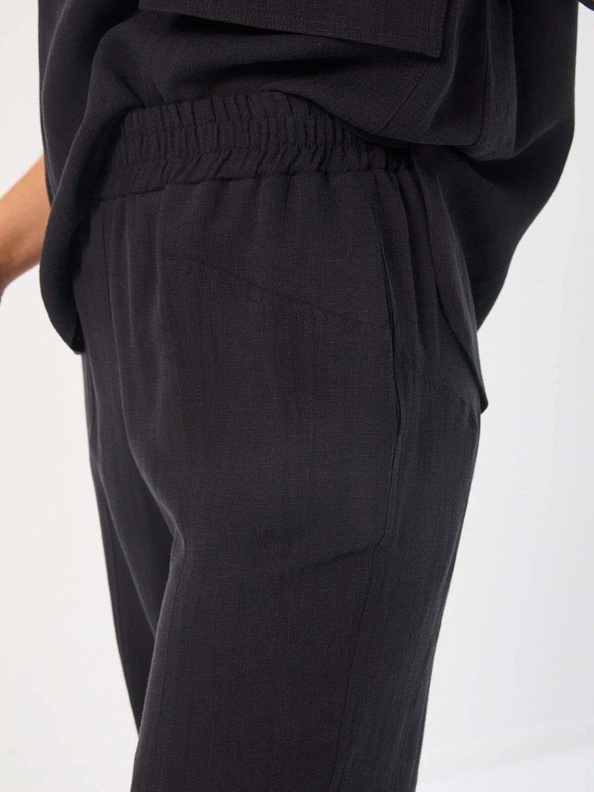 Faik Sönmez U68547 Beli Lastikli Kargo Cepli Comfort Fit Pantolon Siyah