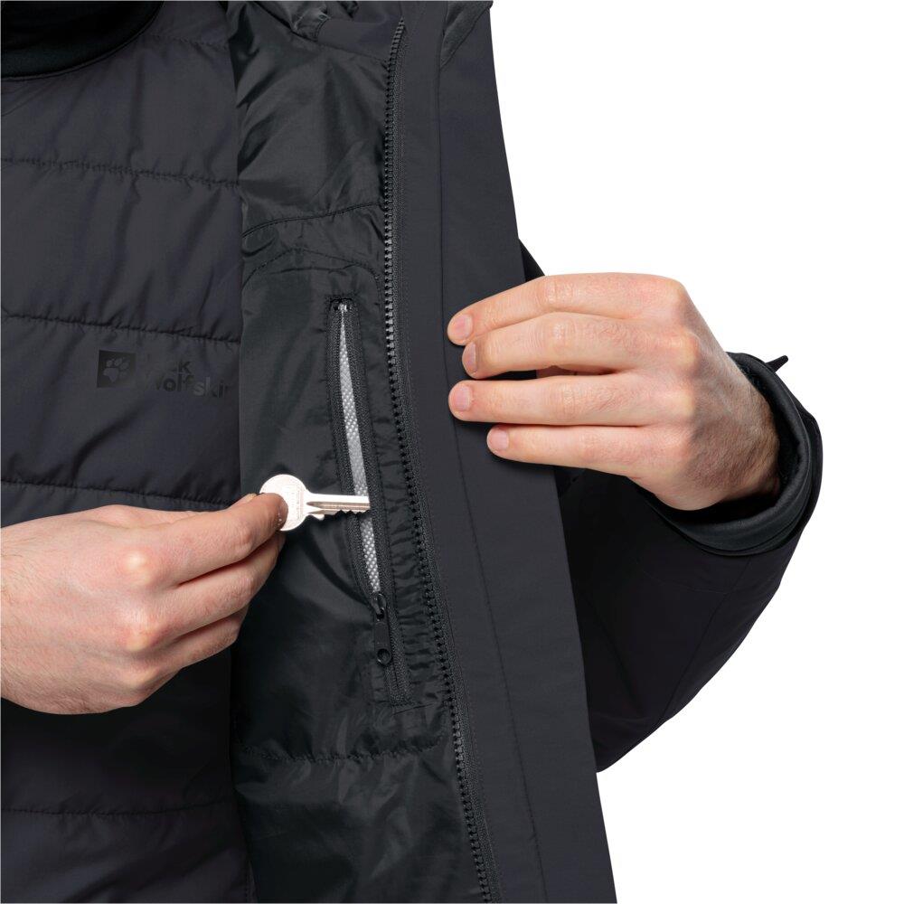 Jack Wolfskin Glaabach 3IN1 JKT M Erkek Outdoor Mont 1115291-6001 Black