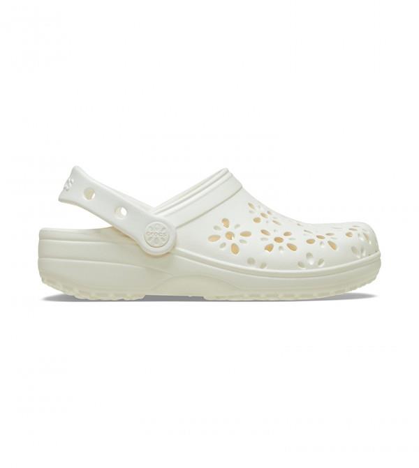 Crocs Classic Floral Cut Out Clog Bebek Terlik 210944-0WV Chalk