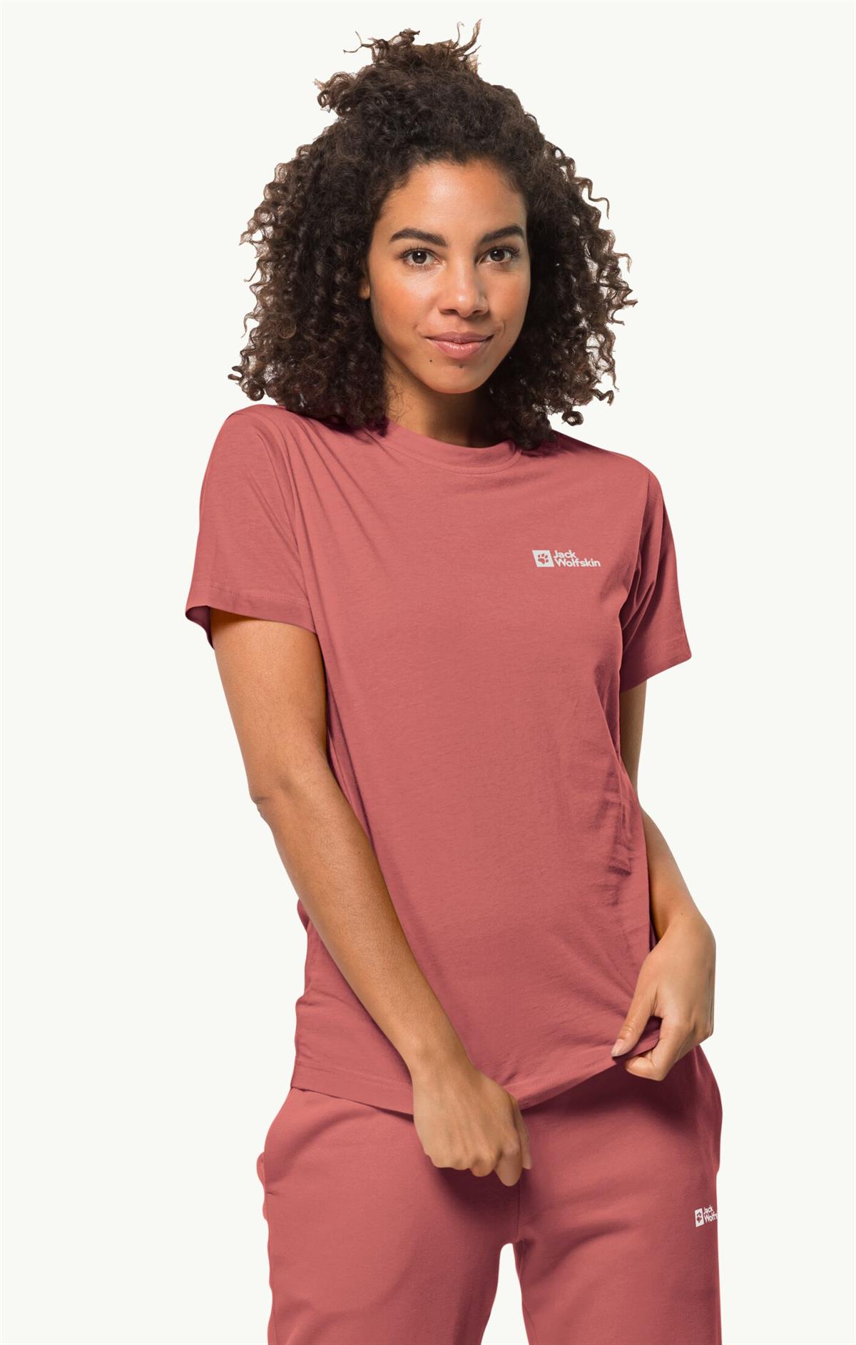 Jack Wolfskin Essential T Kadın T-Shirt 1808352-2183 Faded Rose
