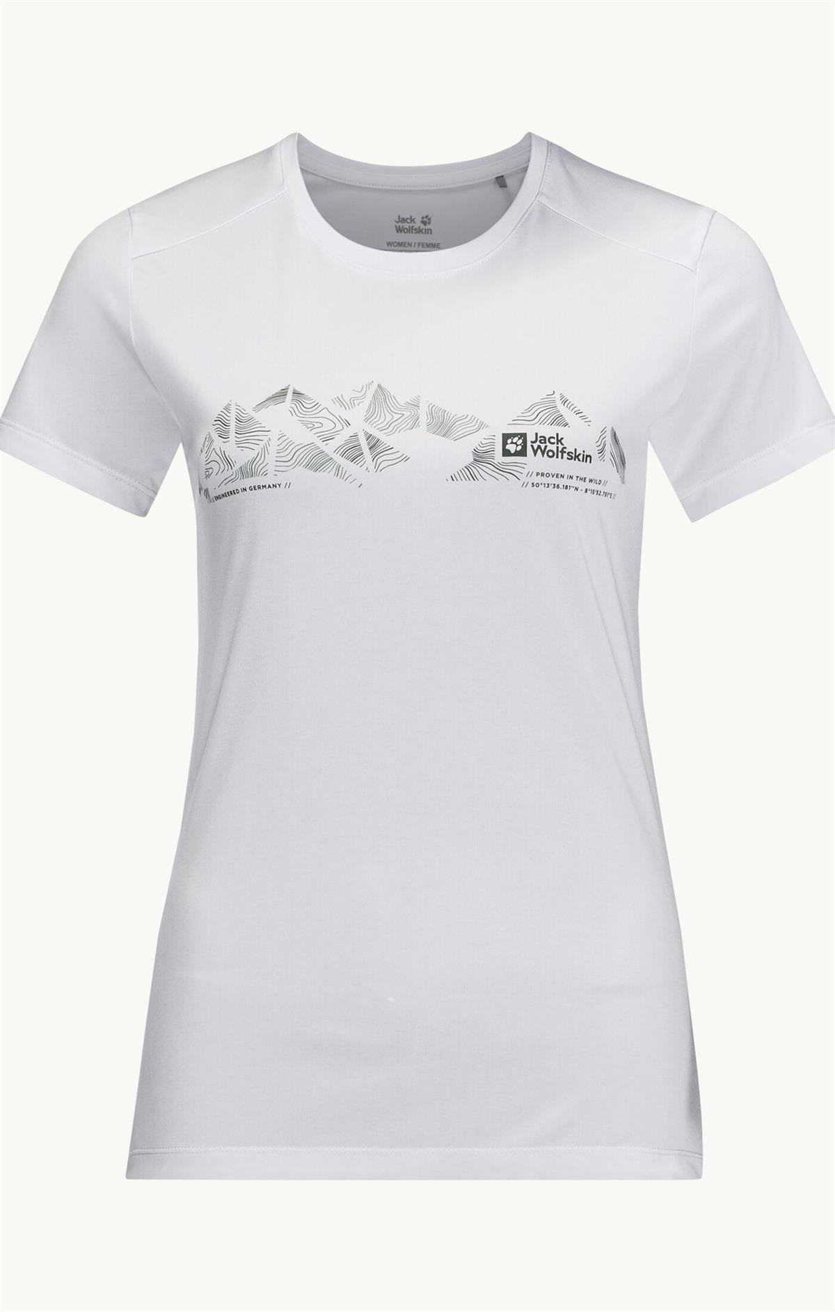 Jack Wolfskin Crosstrail Graphic T Kadın T-Shirt 1807213-5195 White Cloud