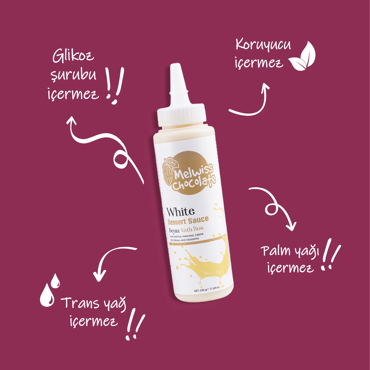 Beyaz Tatlı Sos 330 g - Waffle & Pankek & Krep Sosu