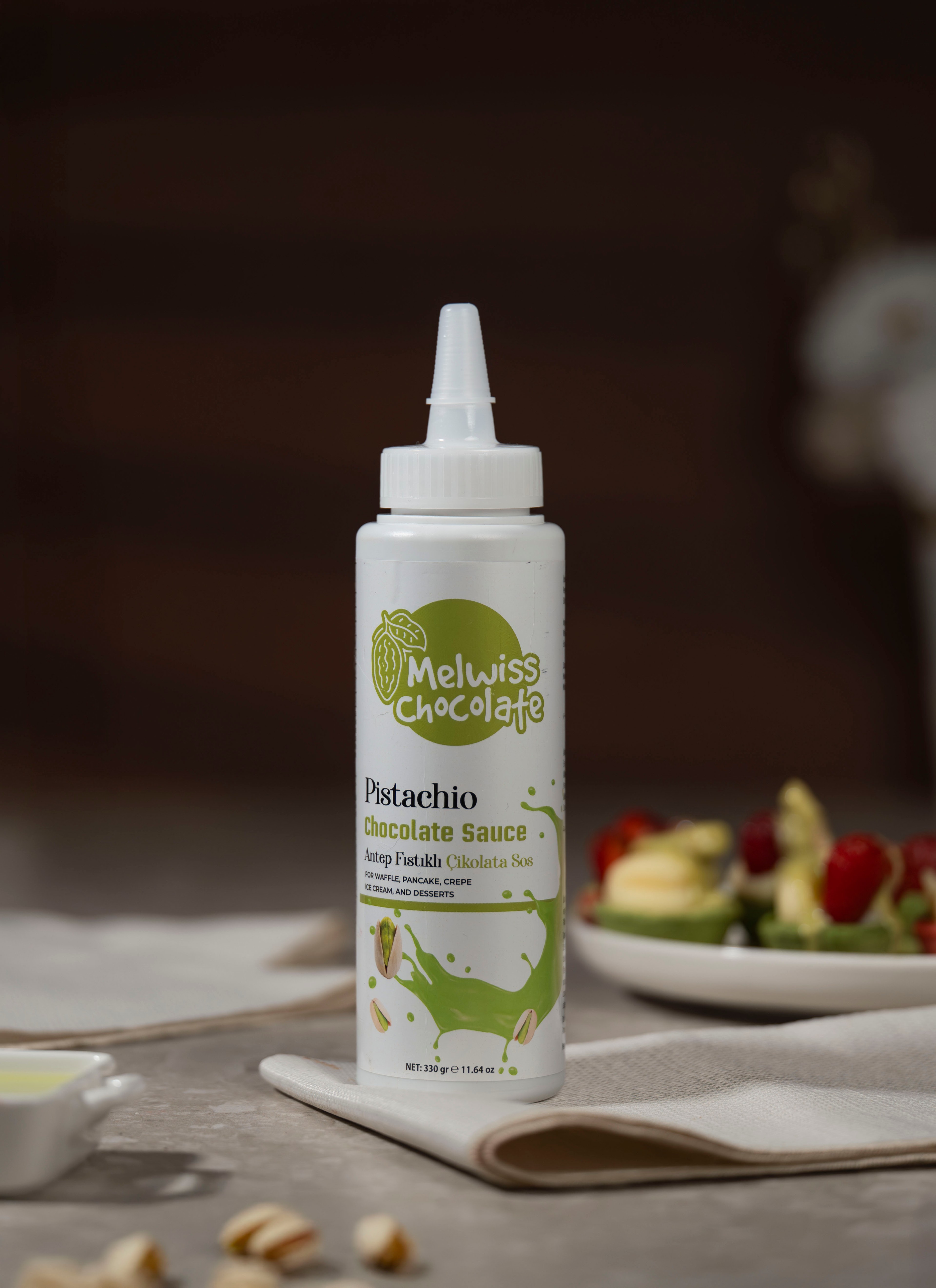 Melwiss Antep Fıstık Aromalı Çikolata Sosu 300GR