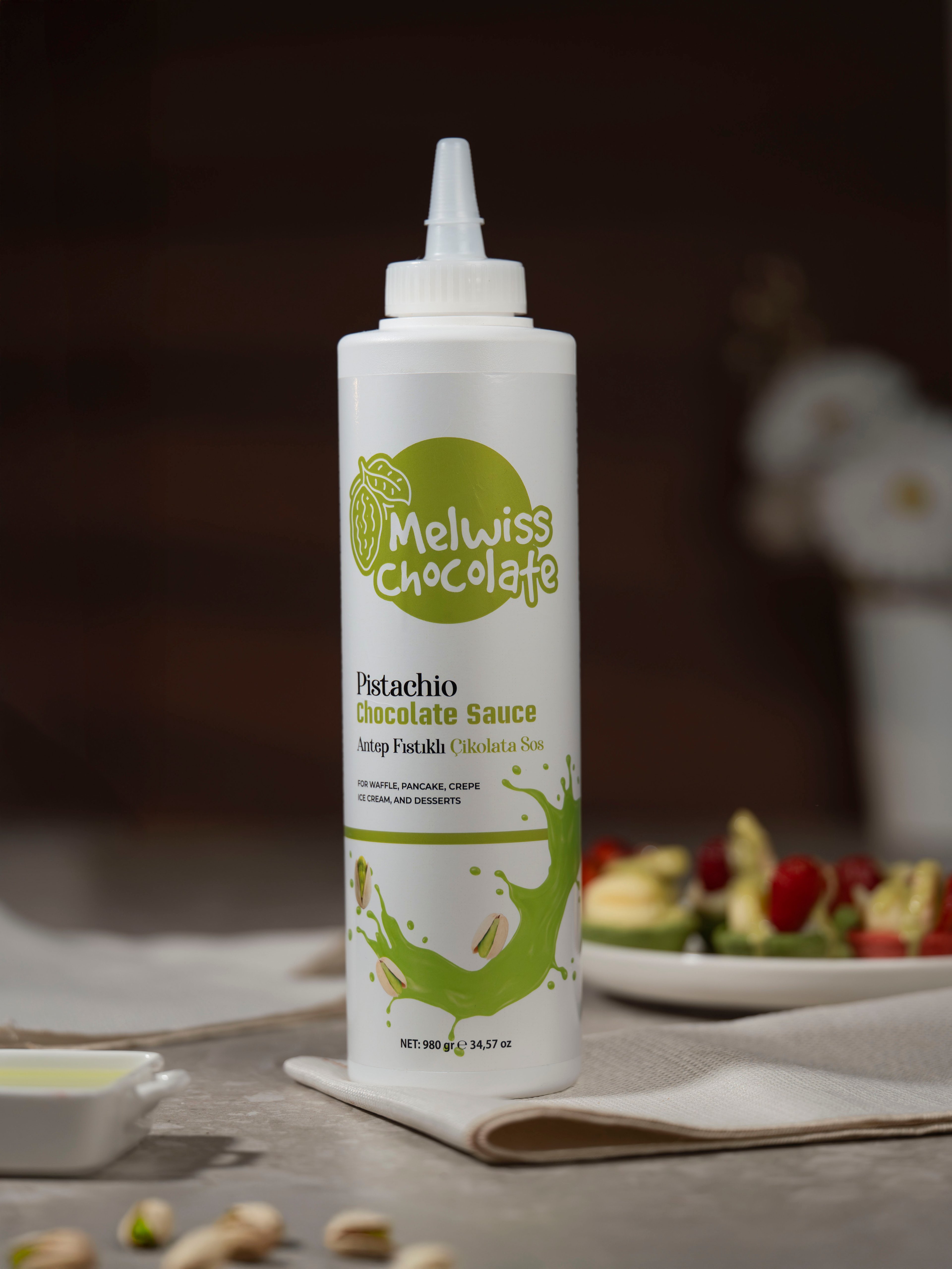 Melwiss Antep Fıstık Aromalı Çikolata Sosu 1KG