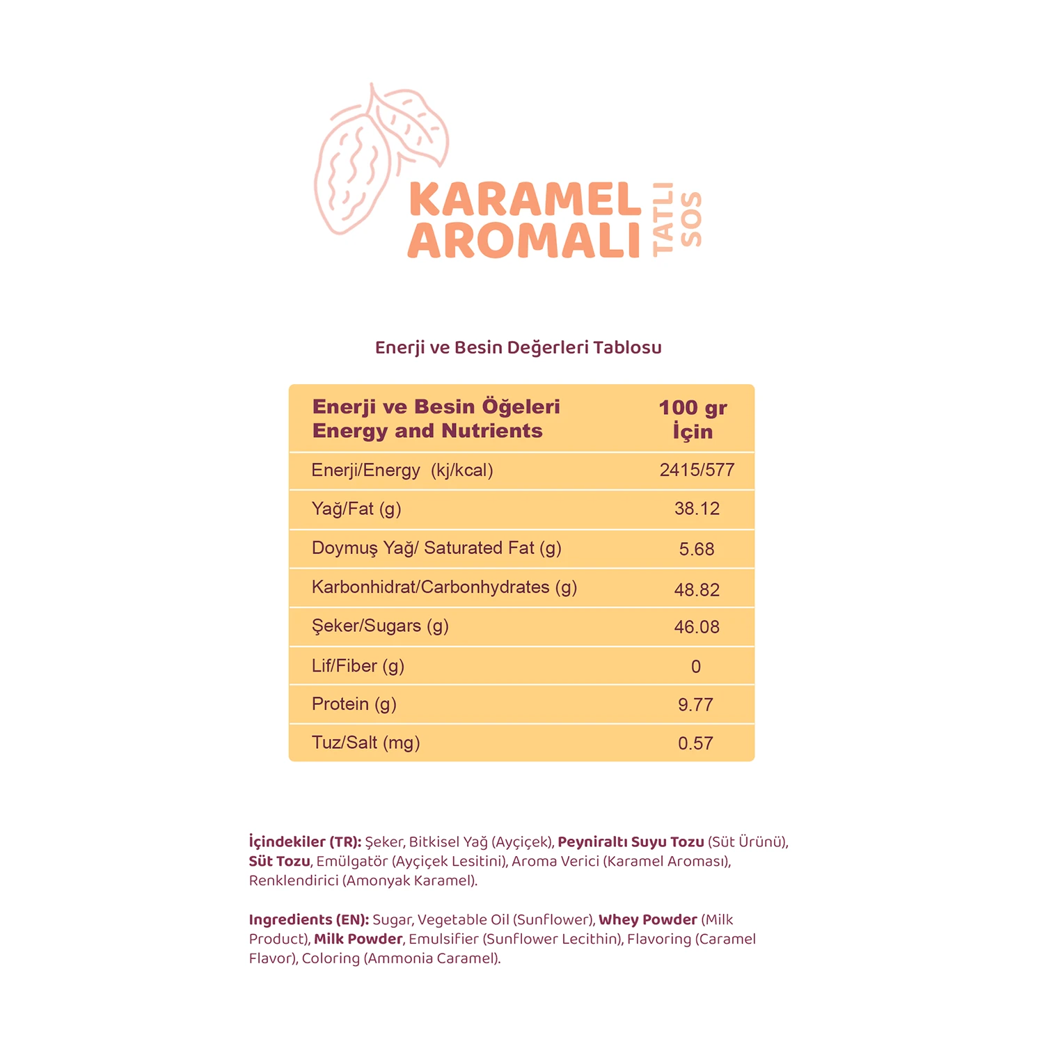 Karamel Aromalı Tatlı Sos 330 g - Waffle & Pankek & Krep Sosu