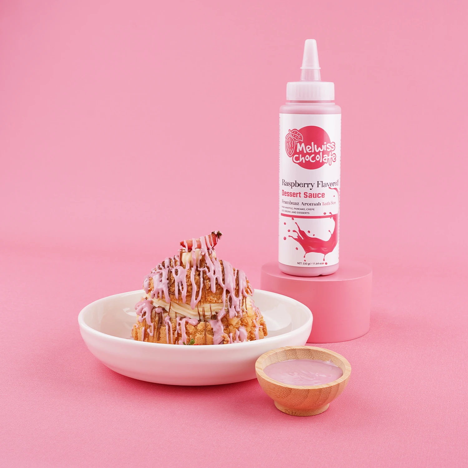 Frambuaz Aromalı Tatlı Sosu 330 g - Waffle & Pankek & Krep Sosu