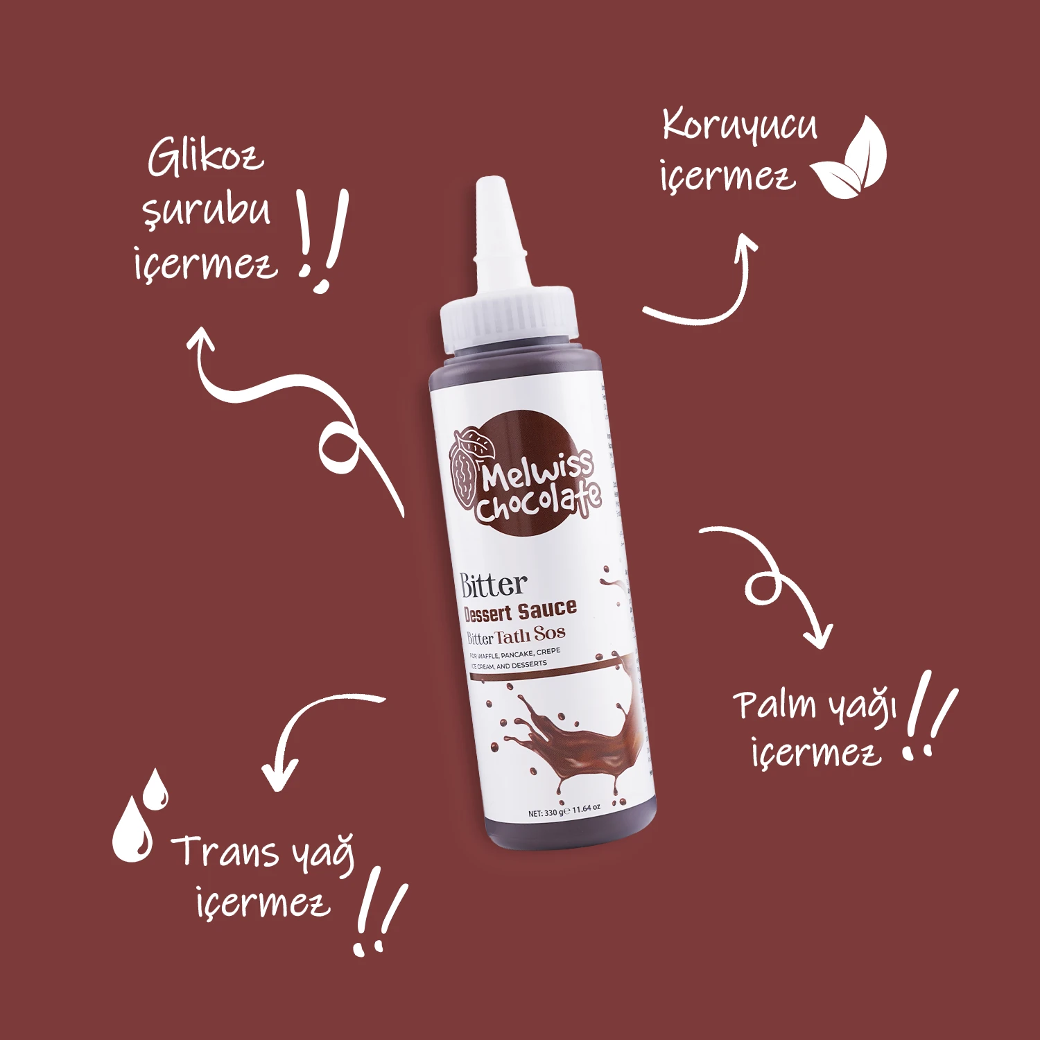 Bitter Tatlı Sosu 330 g - Waffle & Pankek & Krep Sosu