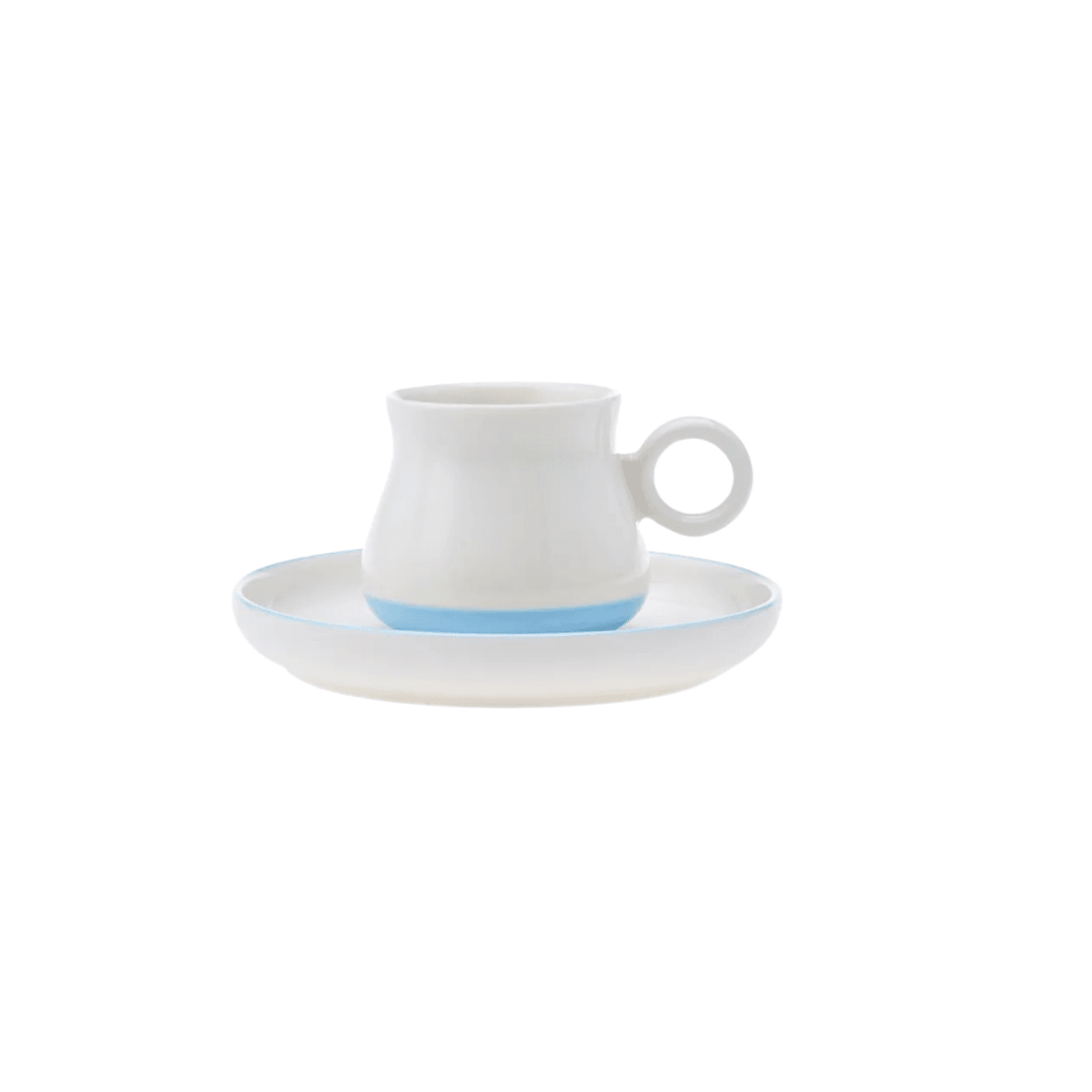 Renkser Kahve Fincanı  - Mavi Çizgili