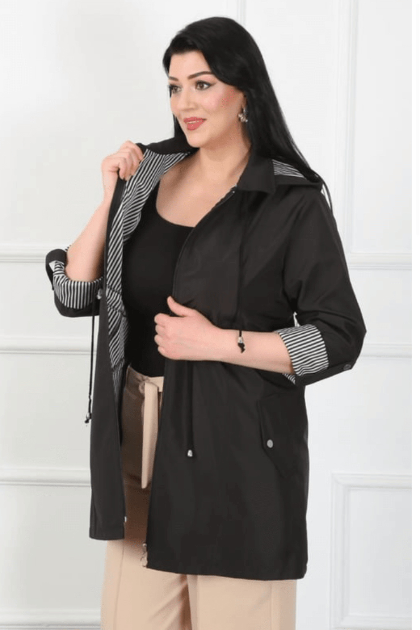 Büyük Beden Bondit Trenç 