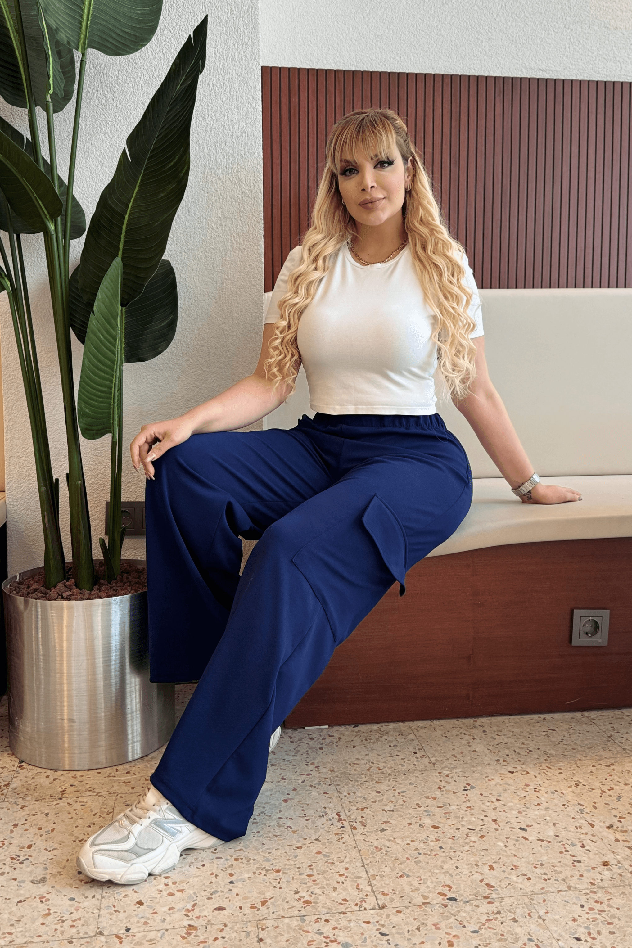 Büyük Beden Kargo Cep Pantolon Lacivert
