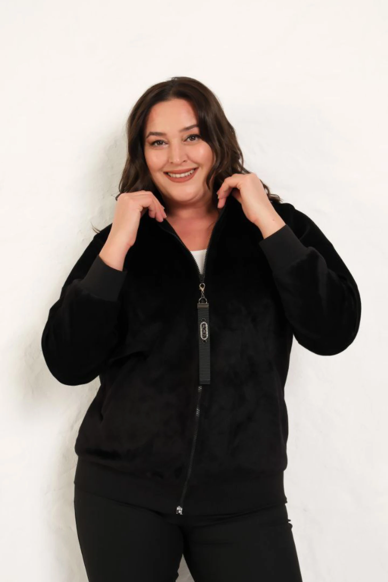 Büyük Beden Berry Kısa Ceket  - Siyah