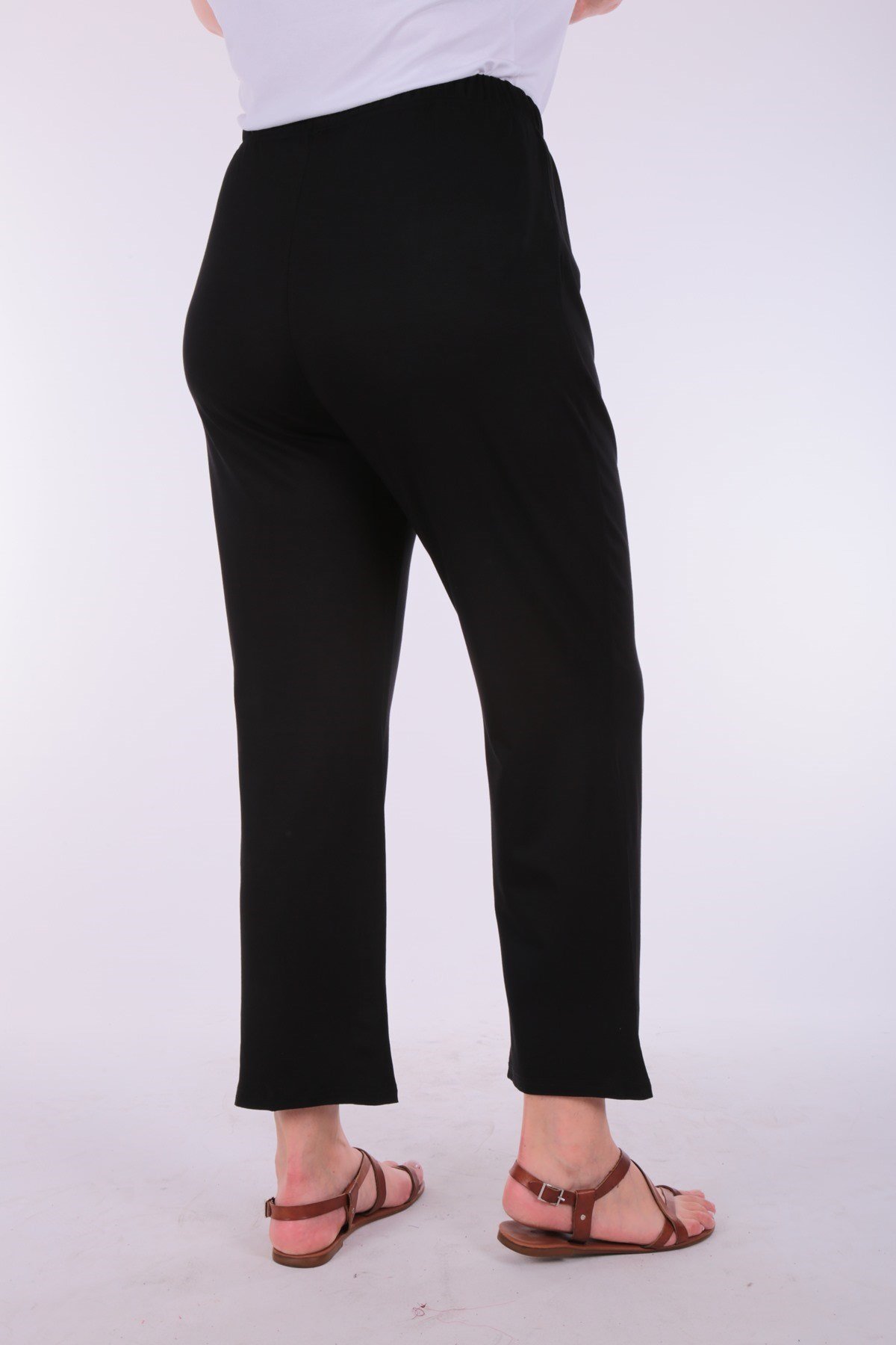 Düz Viskon Büyük Beden Siyah Pantolon