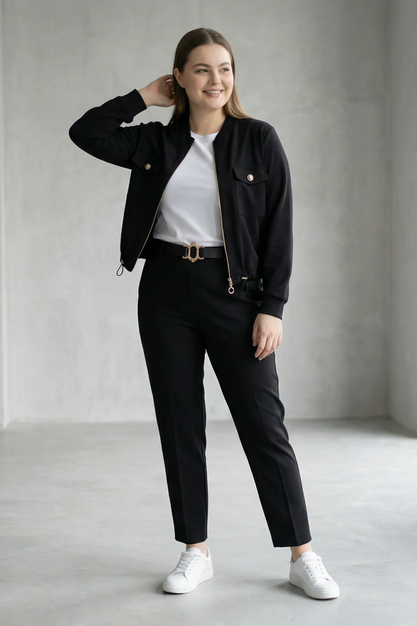 Büyük Beden Modal Çift Cep Detaylı İkili Takım