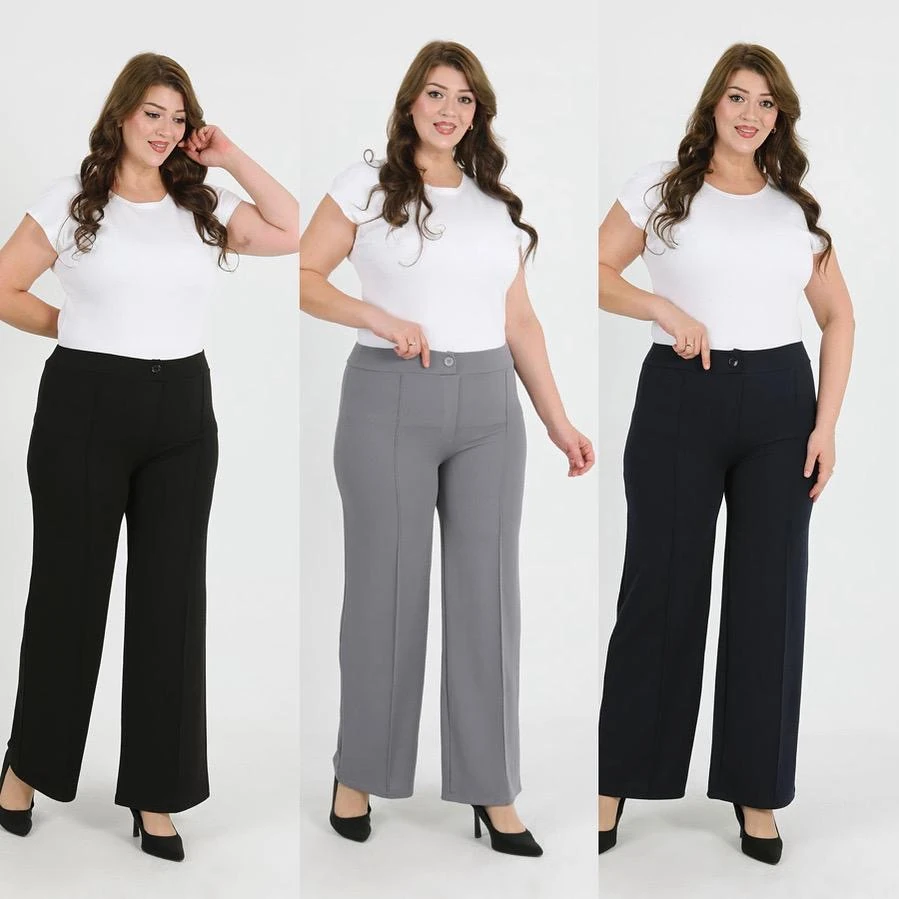 Büyük Beden Zara Krep 3 Lü Pantolon - Siyah