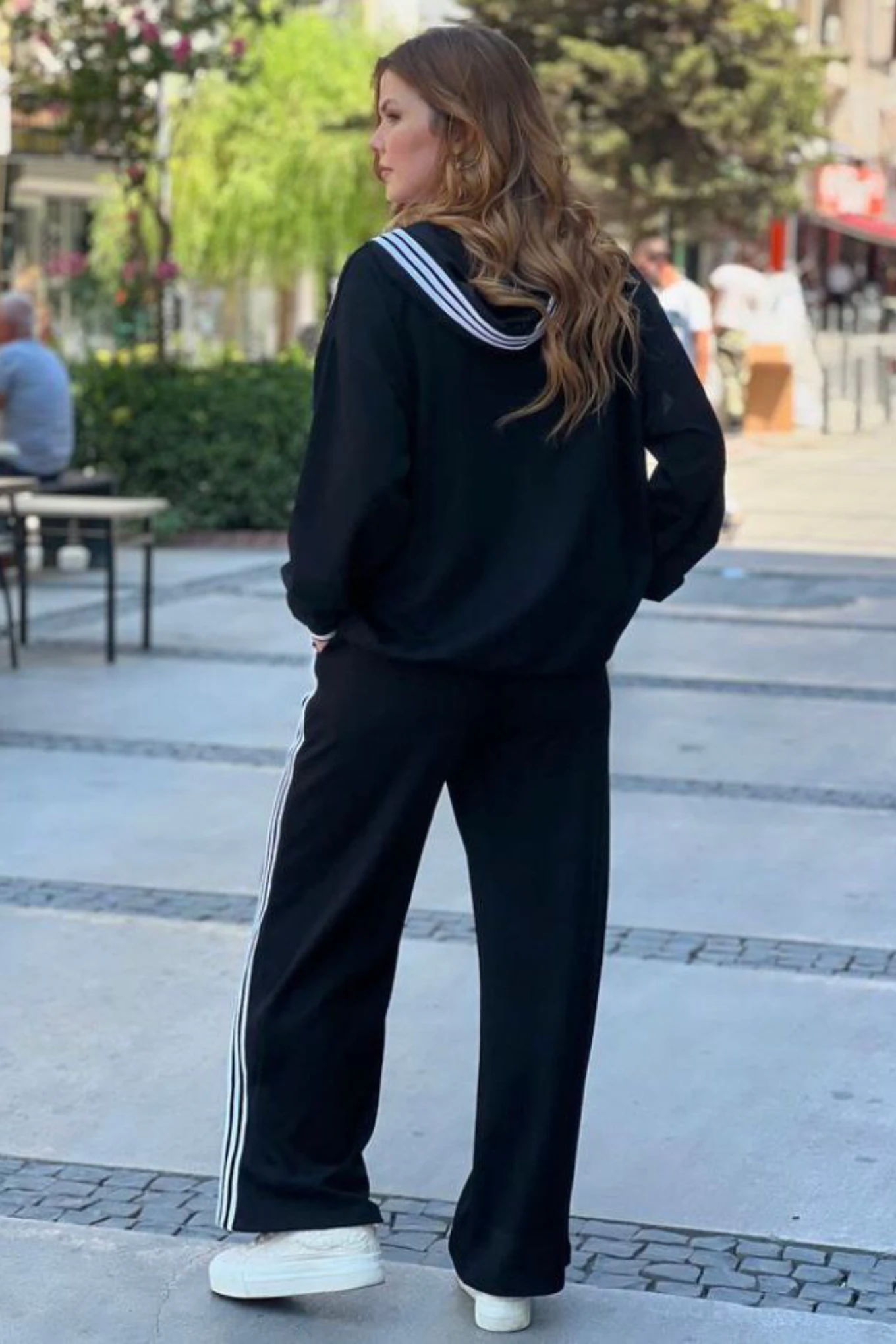 Büyük Beden Üç Şeritli Stil İkili Takım